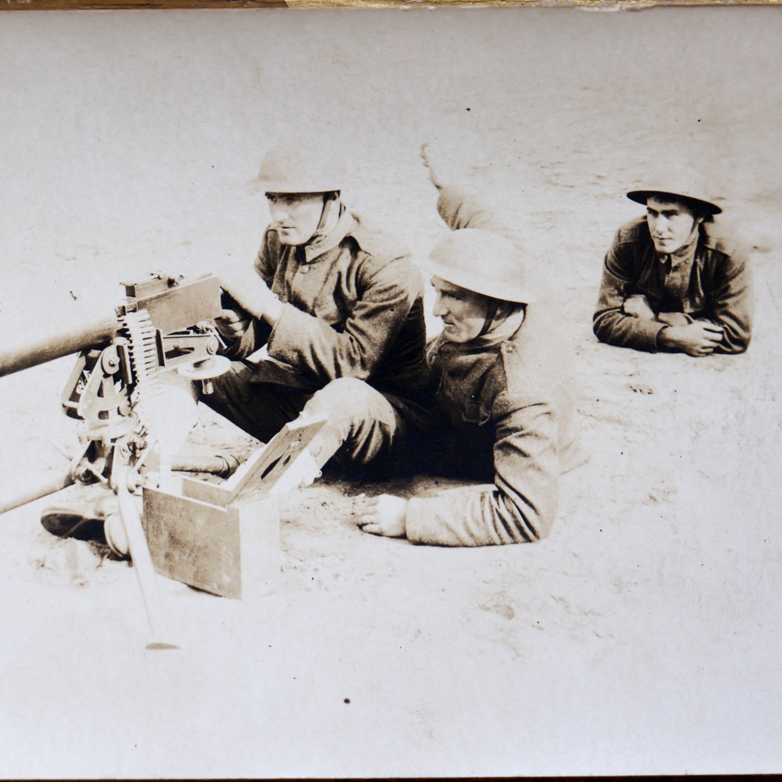 ORIGINAL WW1 US ARMY BROWNING M1917 HEAVY MACHINE GUN w/CREW PHOTO POSTCARD RPPC