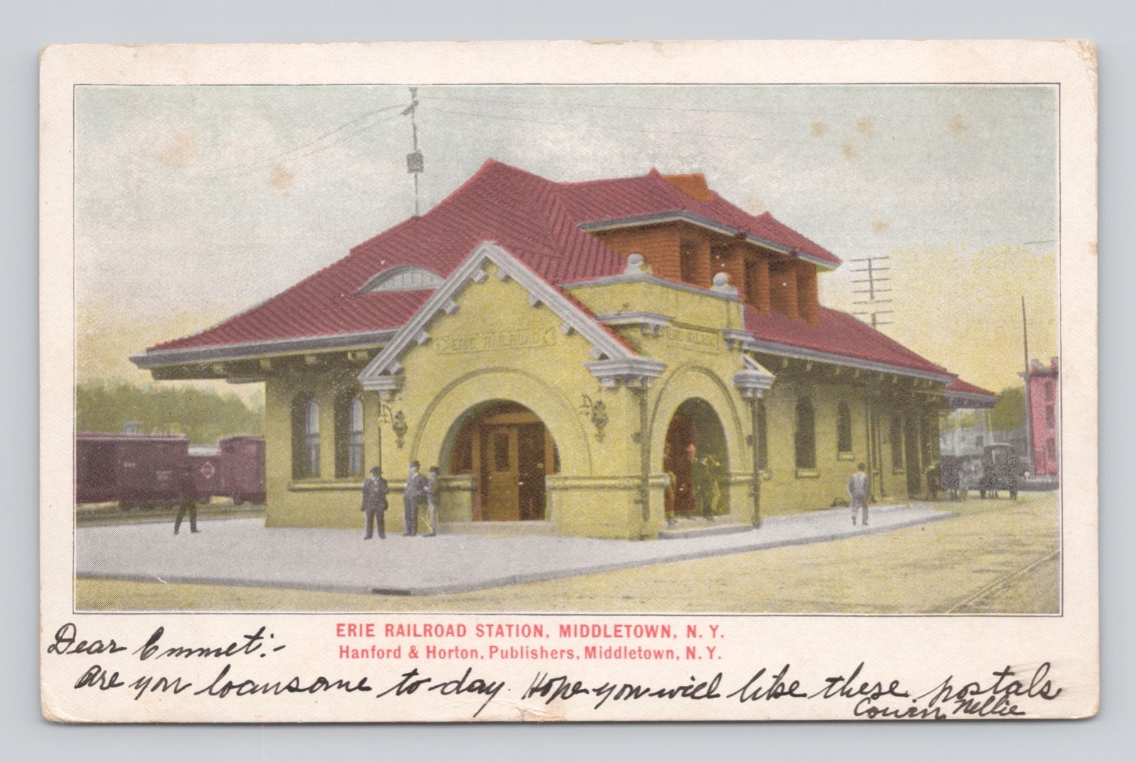 Postcard Private Mailing Card Erie Railroad Station Middletown NY 1907 Postcard Private Mailing Card Erie Railroad Station Middletown NY 1907