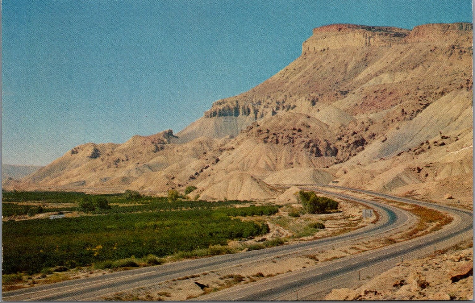 Mt. Garfield Book Cliffs I-70 Palisade Grand Junction CO Chrome Postcard