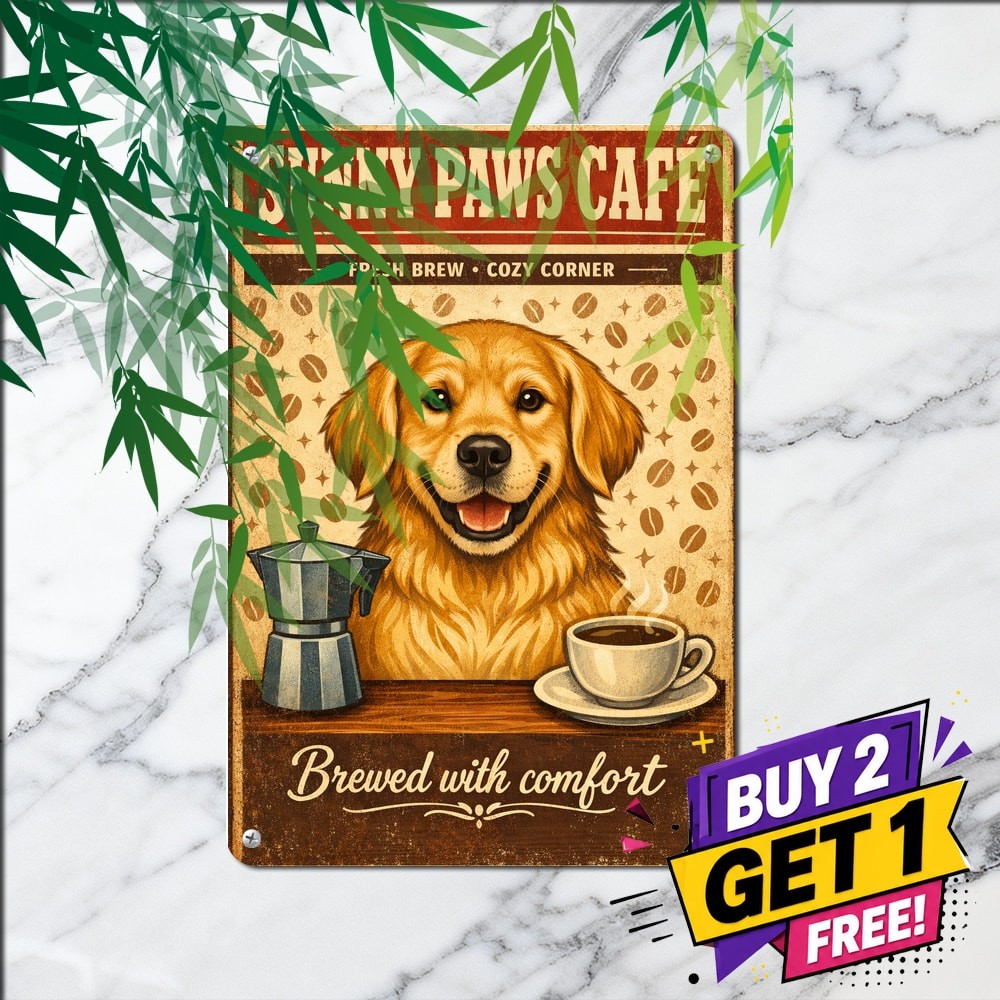 Golden Retriever Dog Cute Puppy Portrait Animal Lover Metal Tin Sign 8x12 Inch