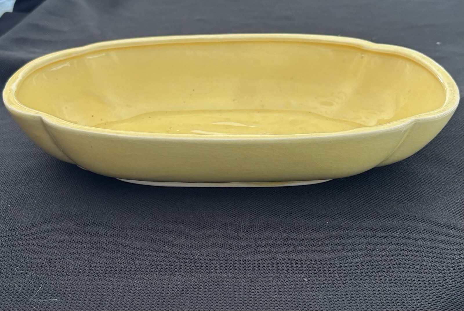 Vintage Mid Century Pottery Bowl Planter Yellow Glaze