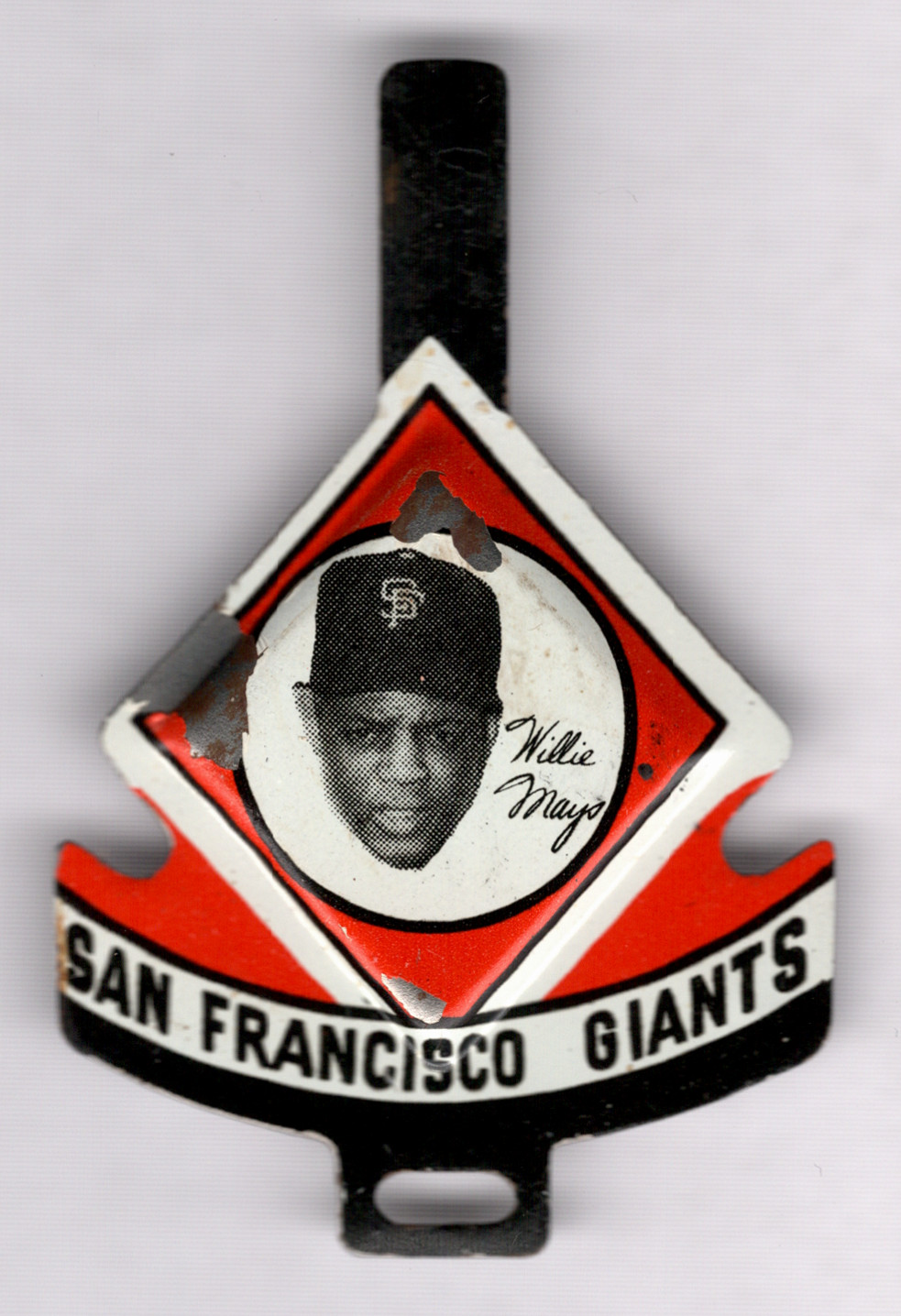 1958 Willie Mays Armour Meats San Francisco Giants Tab Diamond Frame Tin Litho