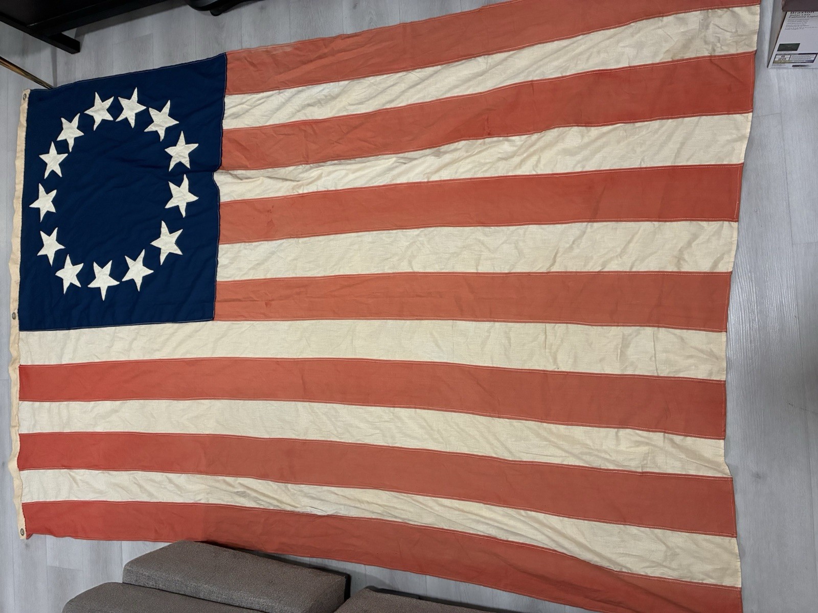 Antique 13 Star American Flag Sewn Stars Stripes Large 5x8 Ft Betsy Ross Style
