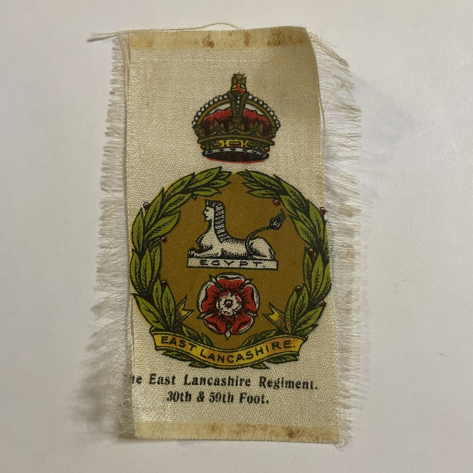 East Lancashire Regiment 30th 59th Foot Egypt Tobacco Silk Cigarette Circa 1910