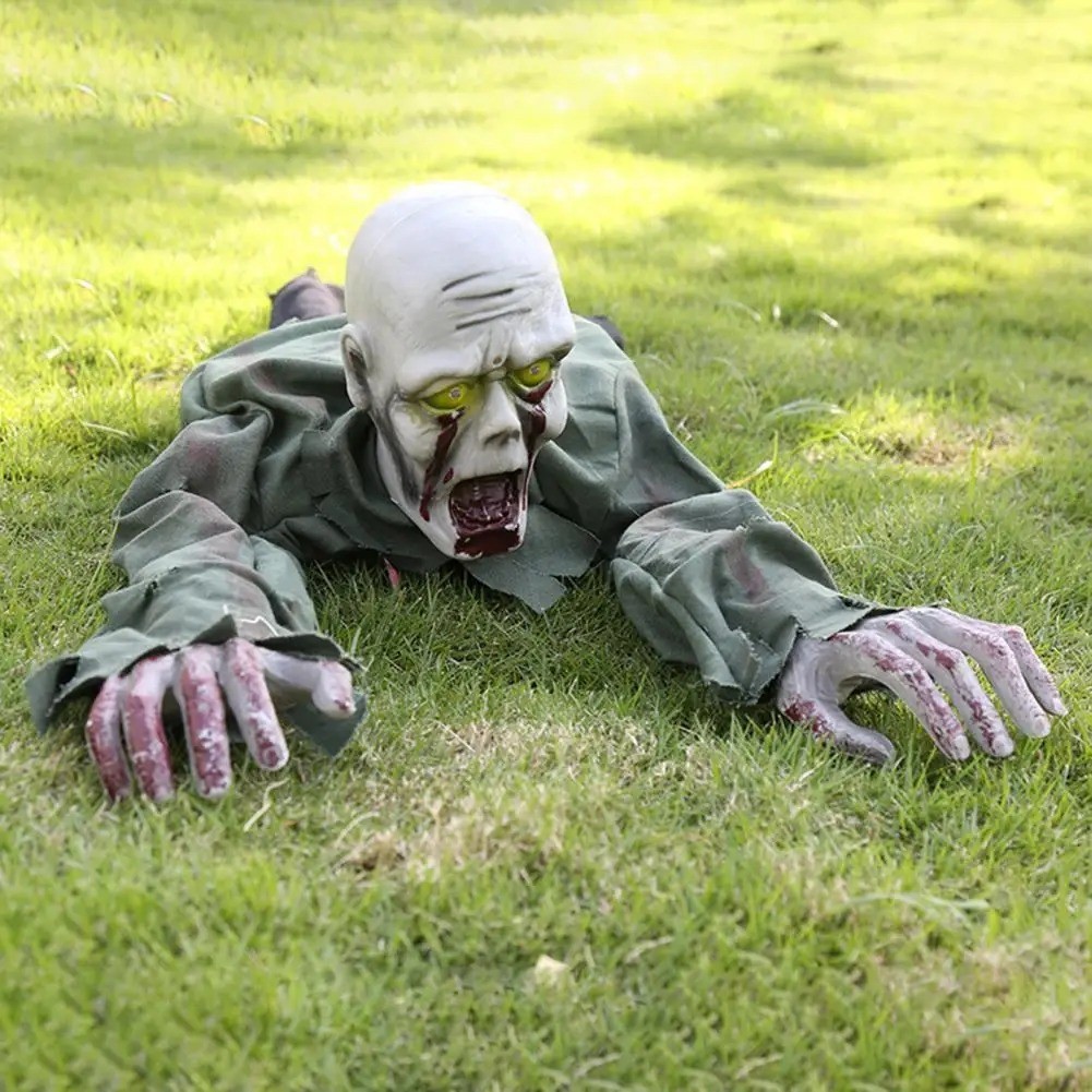 Electric Halloween Crawling Bald Head Ghost Climbing Zombie Figure Glowing Eyes Electric Halloween Crawling Bald Head Ghost Climbing Zombie Figure Glowing Eyes