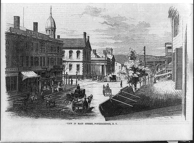 Photo:Poughkeepsie NY Main Street 1870s Horse Carriages Downtown View