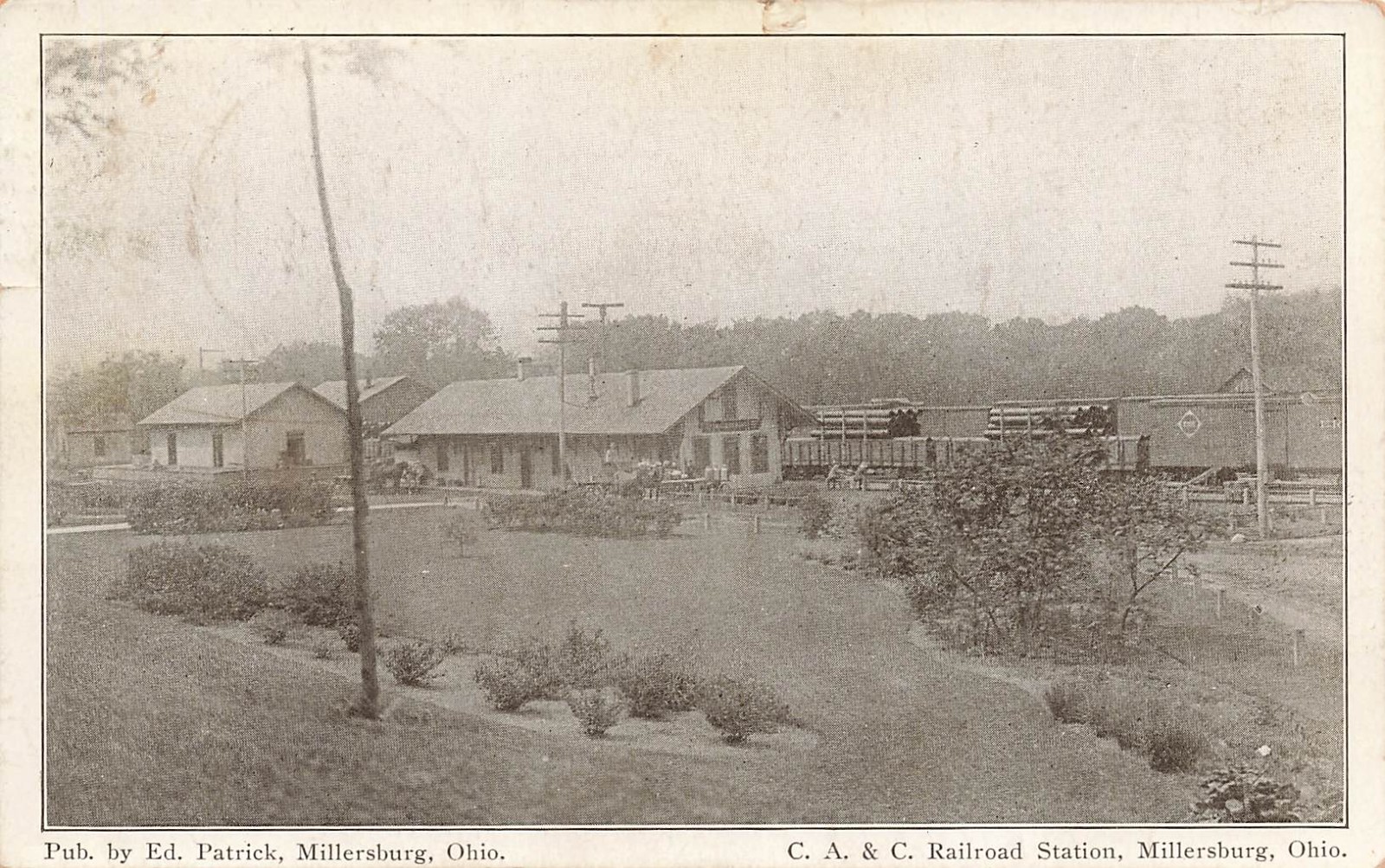 LP17 Ohio Postcard: Millersburg OH C.A. & C. R.R. Station Depot 1913