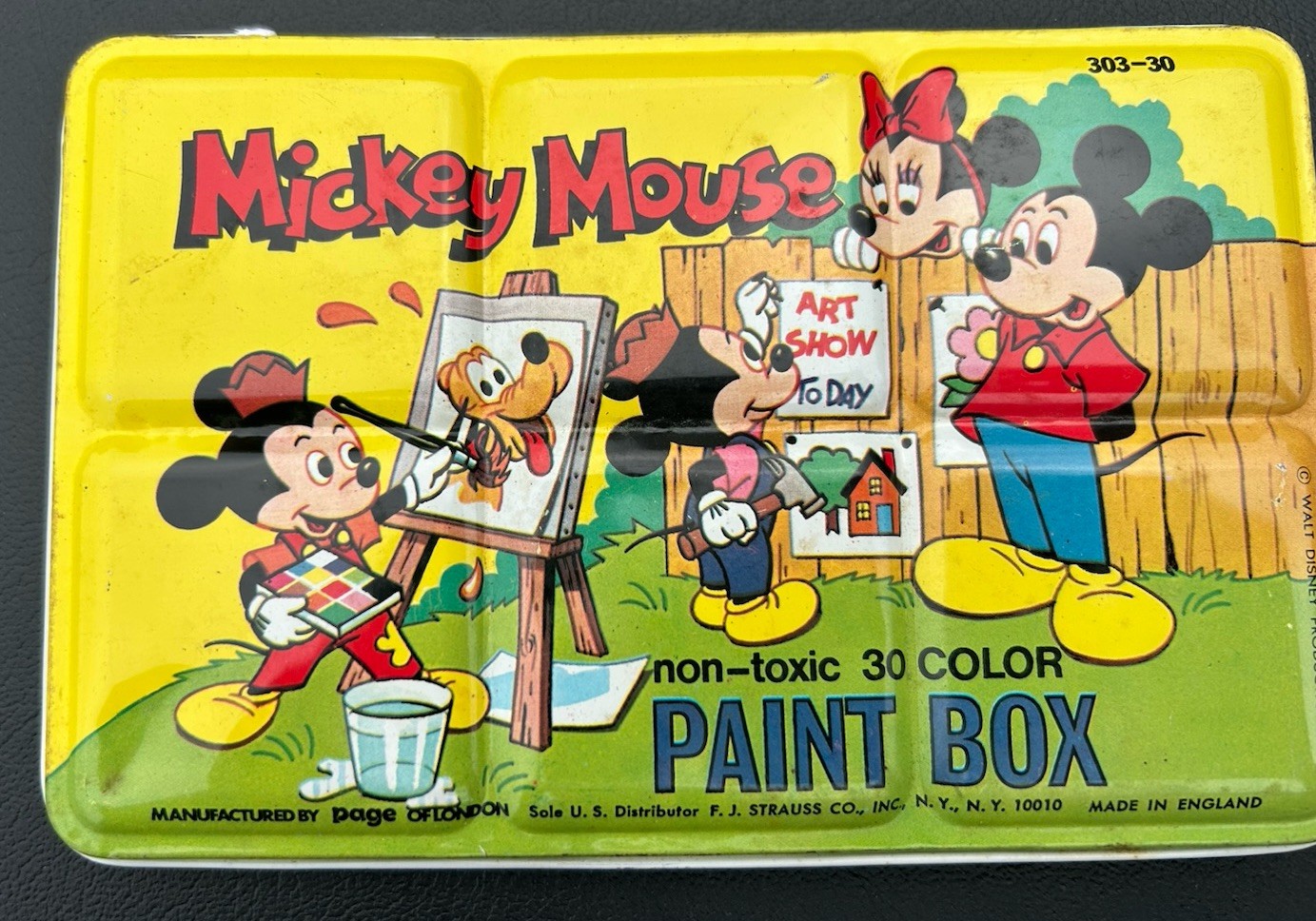 Disney Mickey Mouse 1960 Vintage Paint Box Tin, 30 Colors