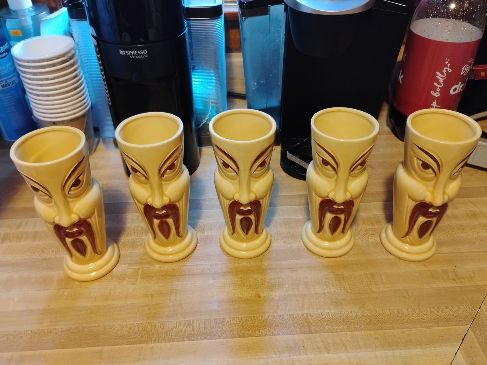 Orchids of Hawaii Fu Manchu Tiki Mug Tumbler Vase R-82 Vintage Lot Of 5