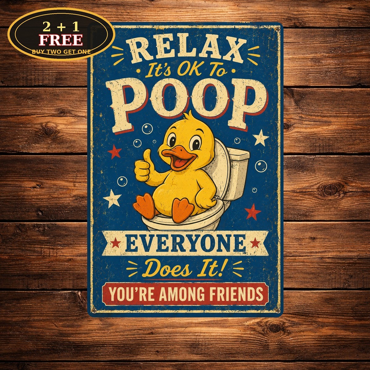 Funny Bathroom Are You Pooping Restroom Toilet Humorous Metal Sign