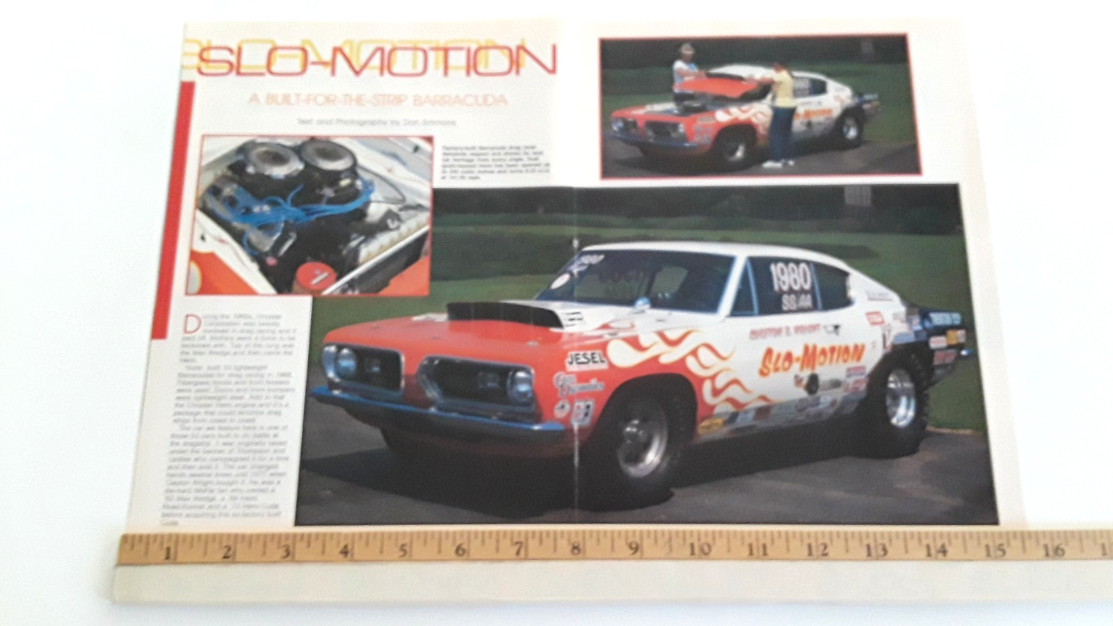1968 HURST LIGHTWEIGHT BARRACUDA - FACTORY RACE CAR  - ORIGINAL 1988 ARTICLE