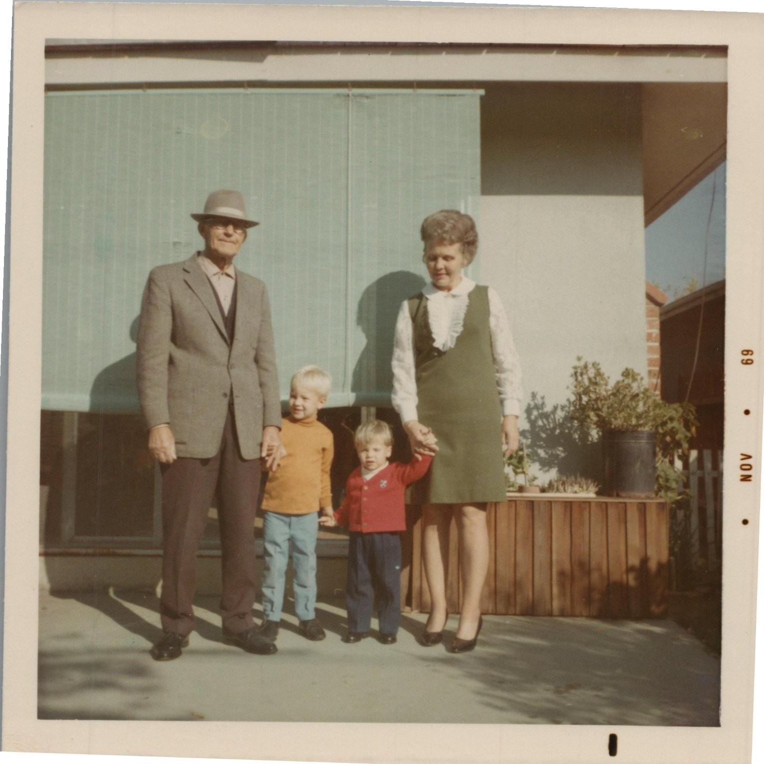 Family Portrait 1969 Snapshot Photograph Grandparents Children Outdoor Kodak