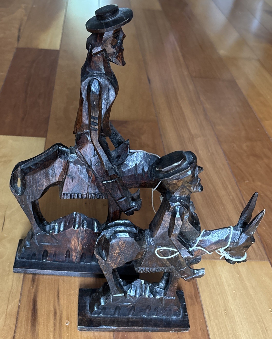 Vintage Don Quijote And Sancho Panza Wood Hand Carved Figures Spain Vintage Don Quijote And Sancho Panza Wood Hand Carved Figures Spain