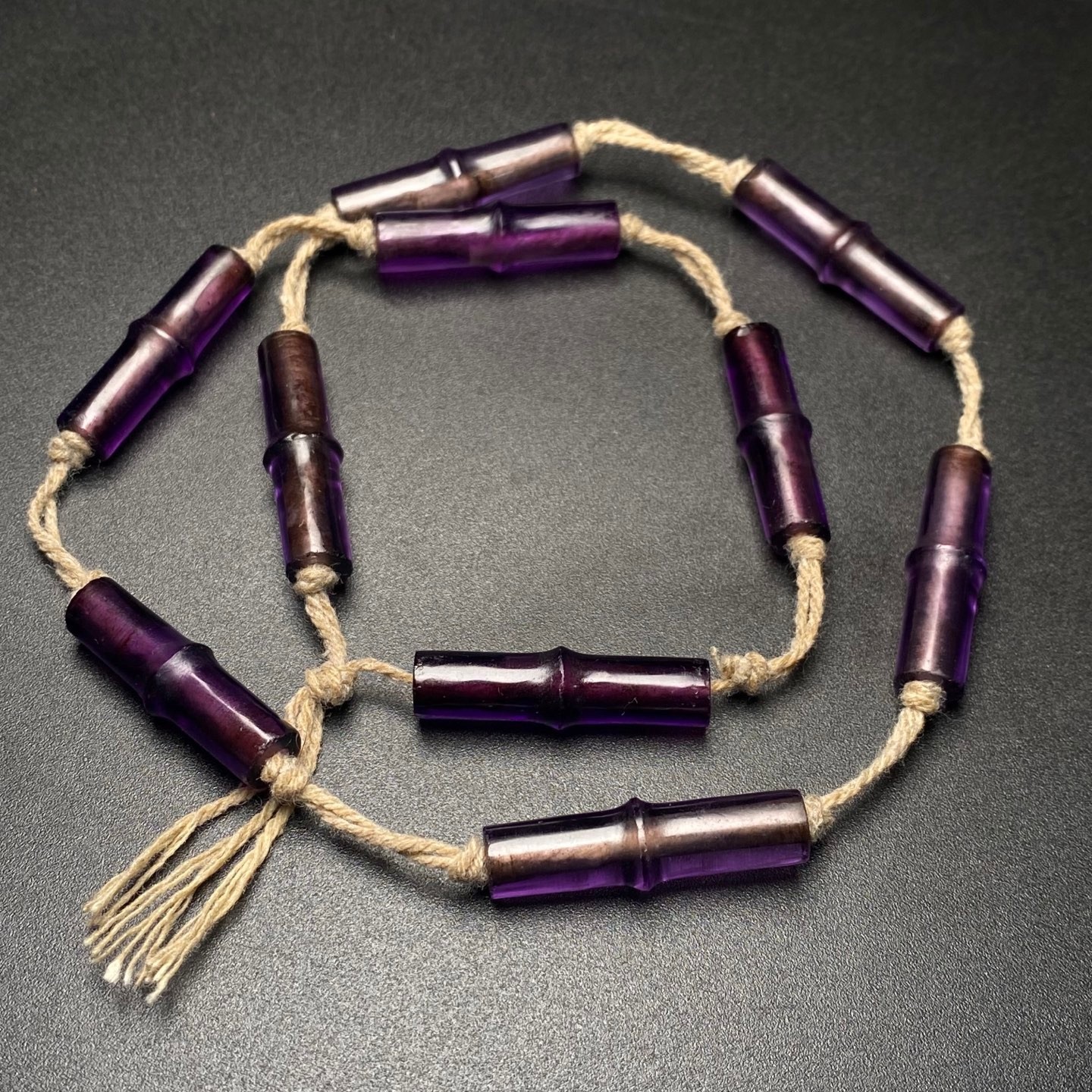 Rare Tibetan Amethyst Bamboo Joint Totem Dzi Bead Amulet Necklace G642