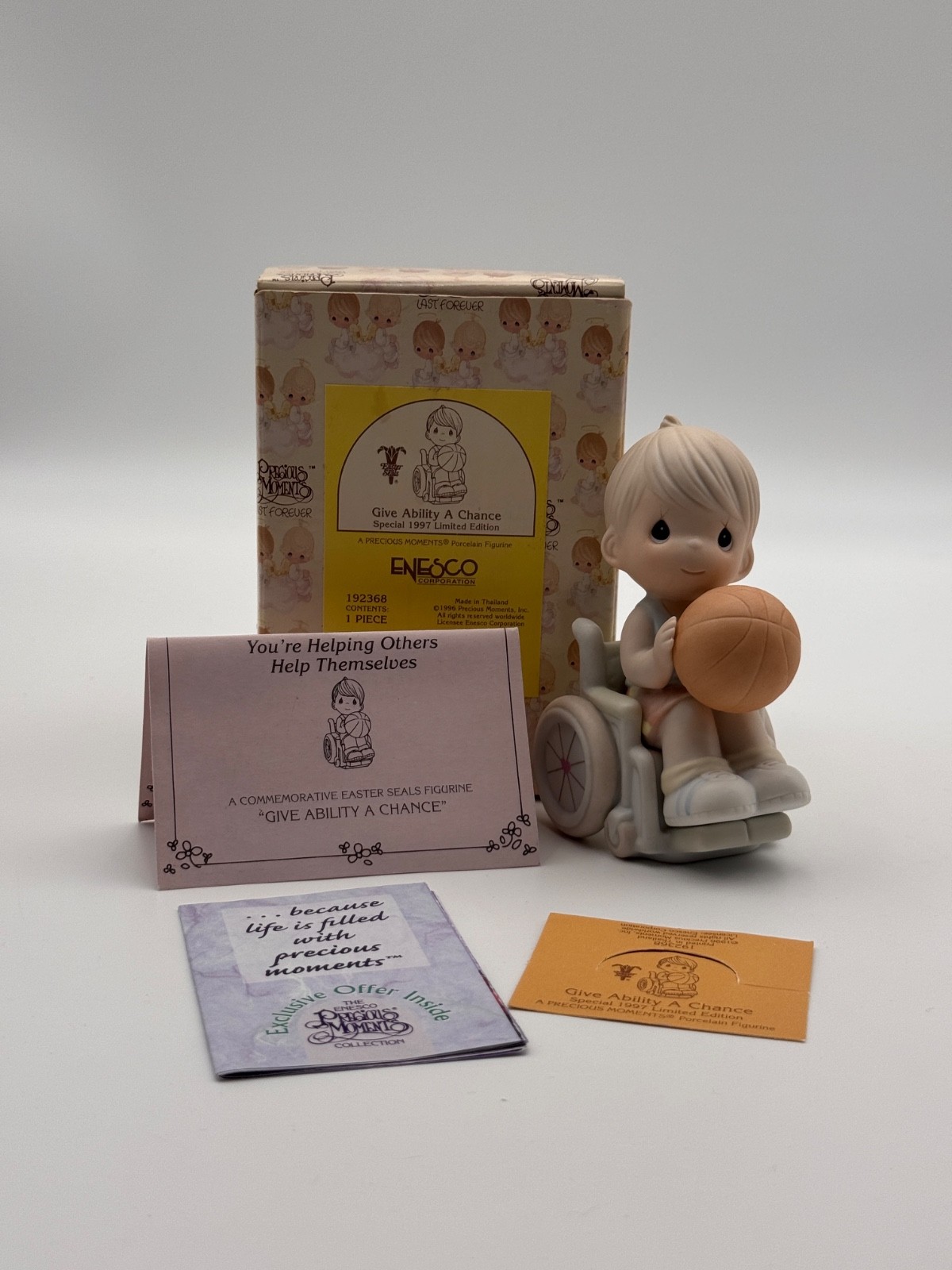 1996 Precious Moments “Give Ability A Chance” 192368 - Limited Edition Figurine 1996 Precious Moments “Give Ability A Chance” 192368 - Limited Edition Figurine