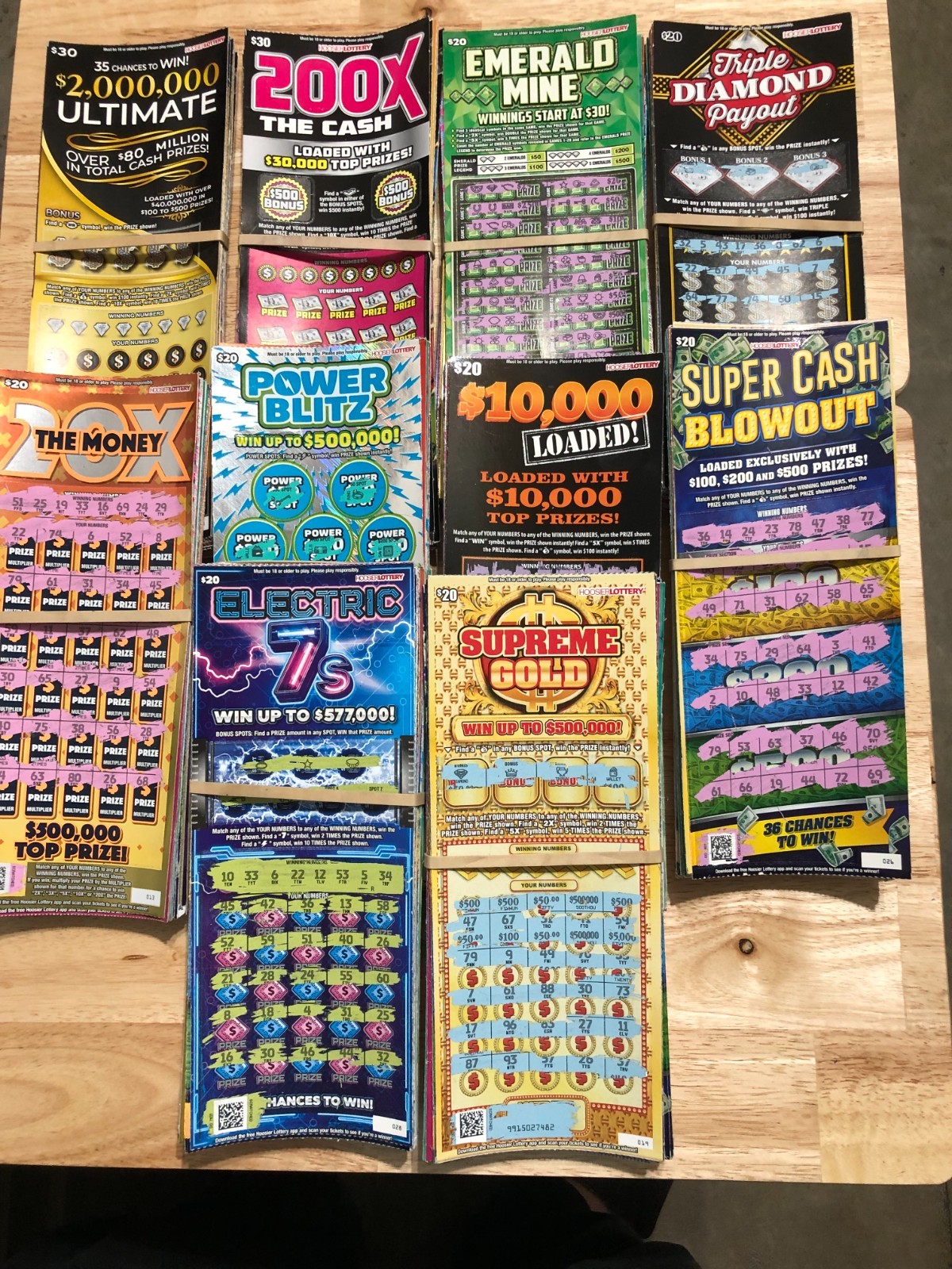$10,000 Worth of Indiana NON-WINNING used Lottery Scratch off Tickets 2025