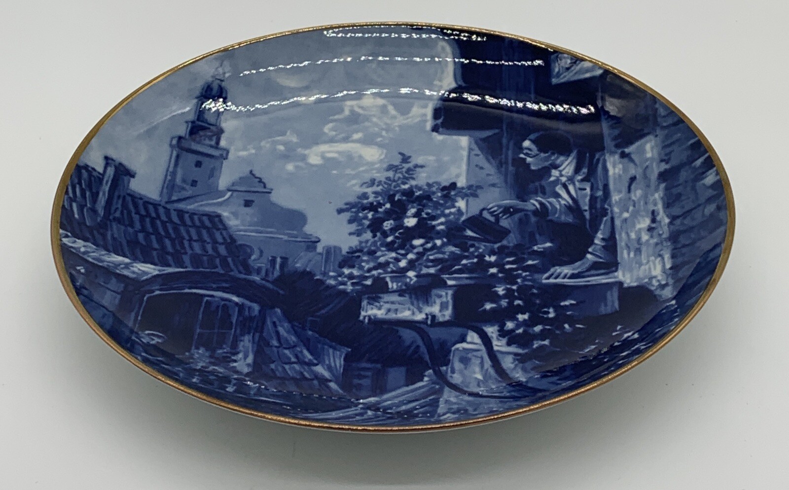 Wallendorf Ect Kobalt Plate Artist Carl Spitzweg European Village GDR Wallendorf Ect Kobalt Plate Artist Carl Spitzweg European Village GDR