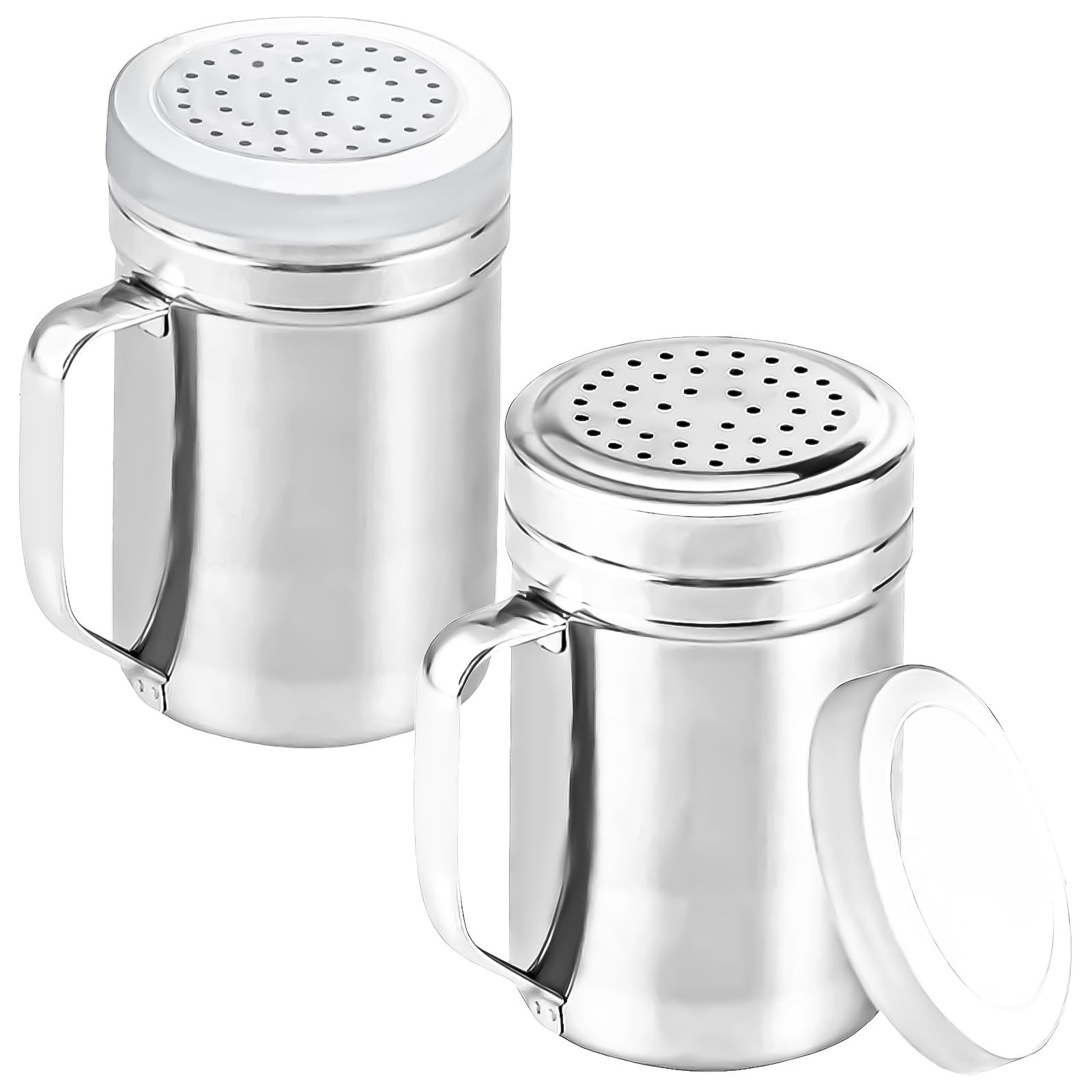 2Pcs Metal Salt Pepper Dredge Shakers, Stainless Steel Pepper Shaker Seasoning 2Pcs Metal Salt Pepper Dredge Shakers, Stainless Steel Pepper Shaker Seasoning