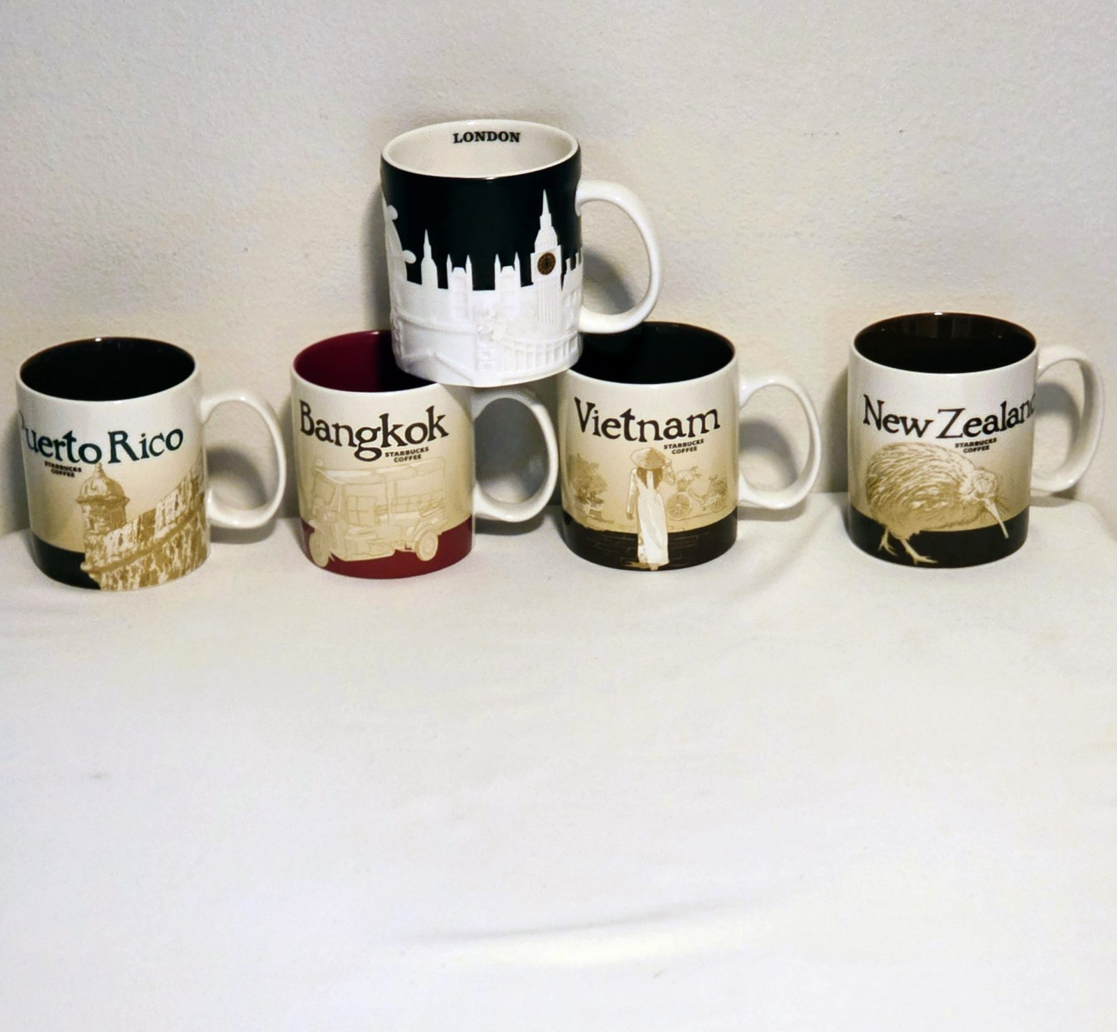 Starbucks Global Icon & Relief City Mug Collection Lot of 5 - Vietnam Bangkok UK