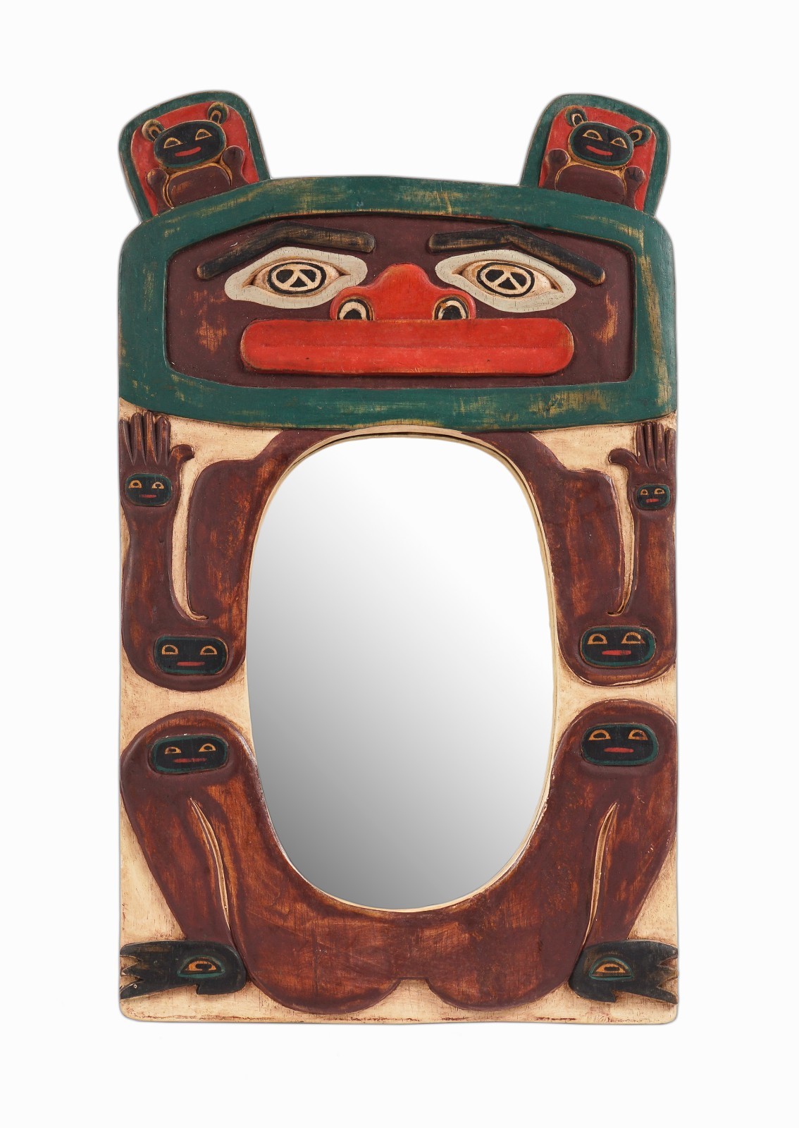 Vintage Tlingit Wooden Mirror Wall Hanging Alaska Canada Indigenous Totem Art Vintage Tlingit Wooden Mirror Wall Hanging Alaska Canada Indigenous Totem Art