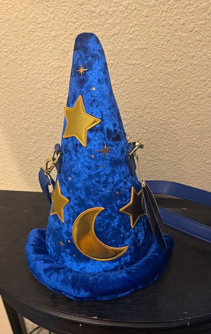 Loungefly Disney Sorcerer Mickey Fantasia Wizard Hat Shaped Crossbody Purse