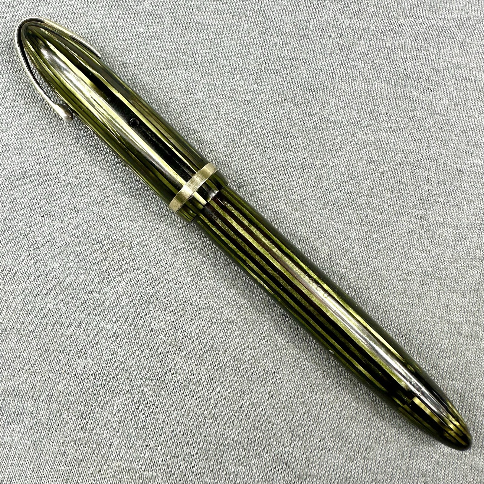 Sheaffer Lifetime Balance 1000 Green Striated Striped FP Military Clip Vac Fill
