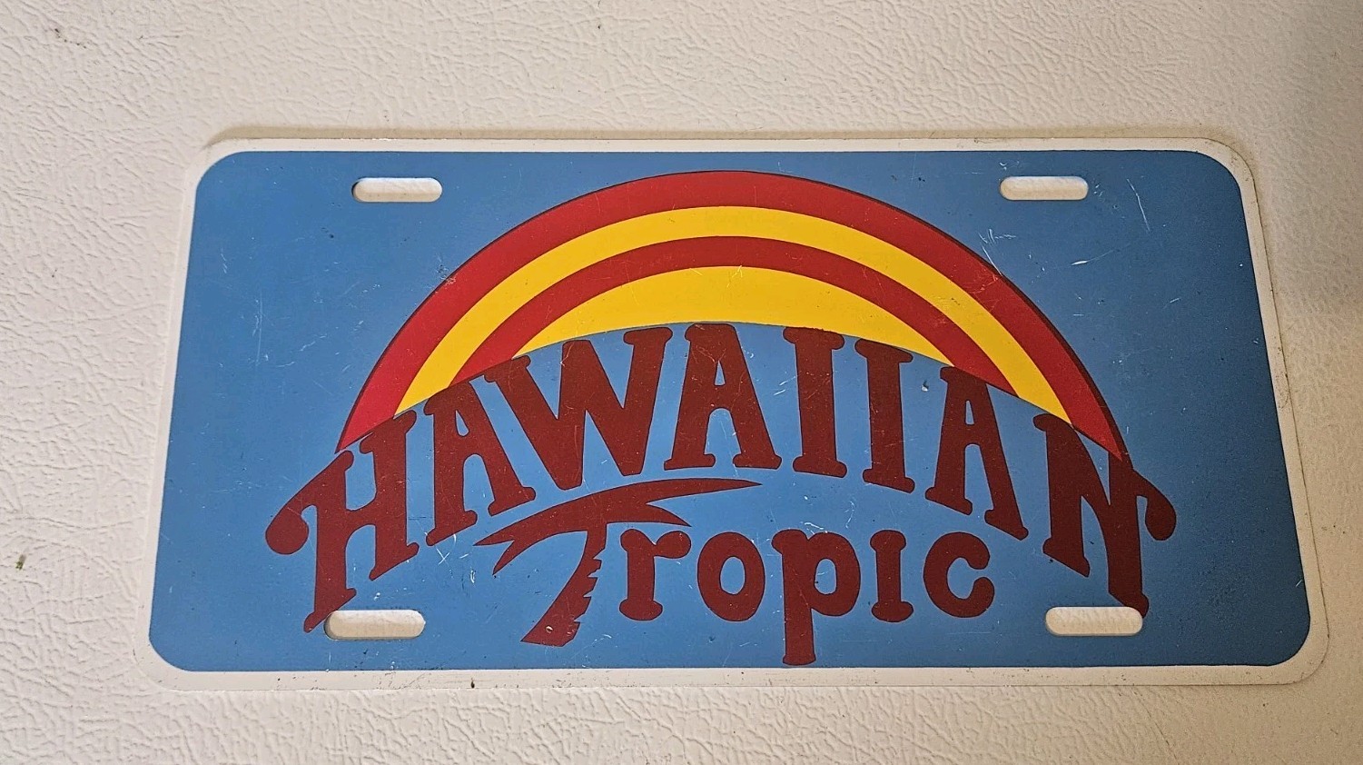 Vintage Hawaiian Tropic Booster Vanity License Plate Soda Sign Aluminum Rare