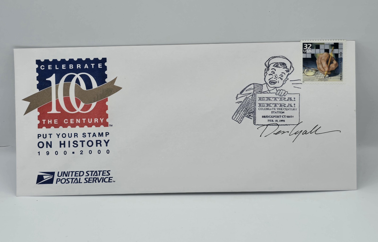 Dennis Lyall Artist Signed USPS FIRST CROSSWORD PUZZLE Commemorative Stamp Env