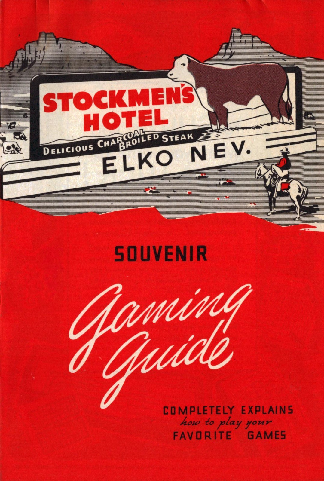 1949 Stockmen\'s Hotel Horse Shoe Club Elko Nevada Casino Gaming Guide