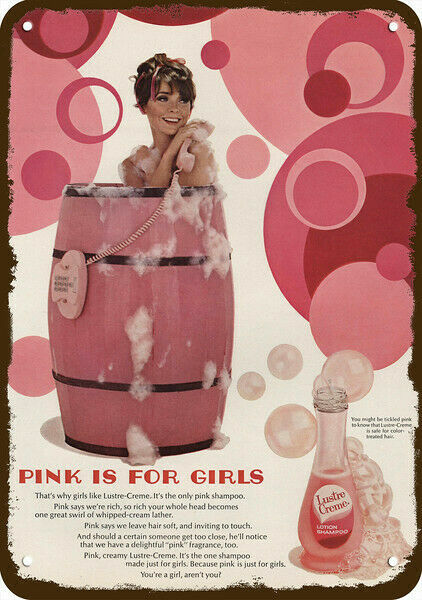 1967 Sexy Woman Bathing Pink LUSTRE CREME Vnt-Look DECORATIVE REPLICA METAL SIGN 1967 Sexy Woman Bathing Pink LUSTRE CREME Vnt-Look DECORATIVE REPLICA METAL SIGN