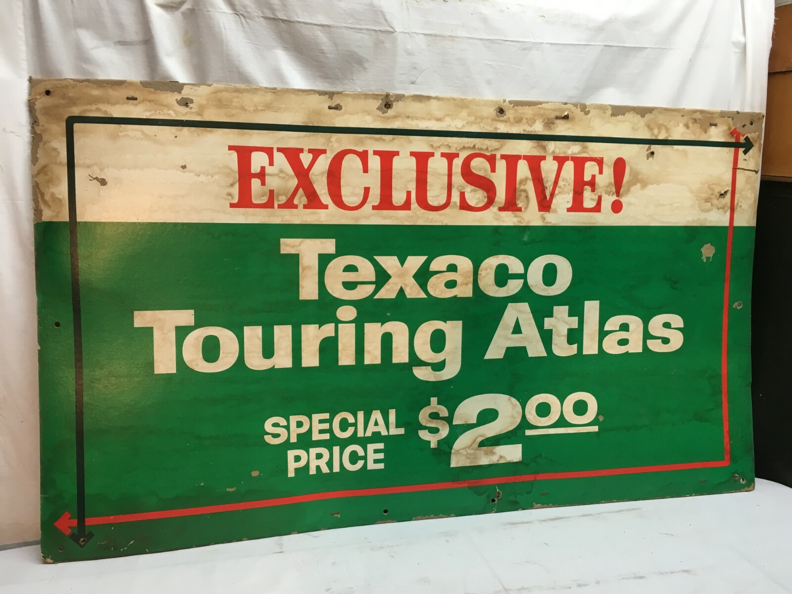 Vintage Texaco Touring Atlas Card Board Gas Station Sign Authentic Mid Century 