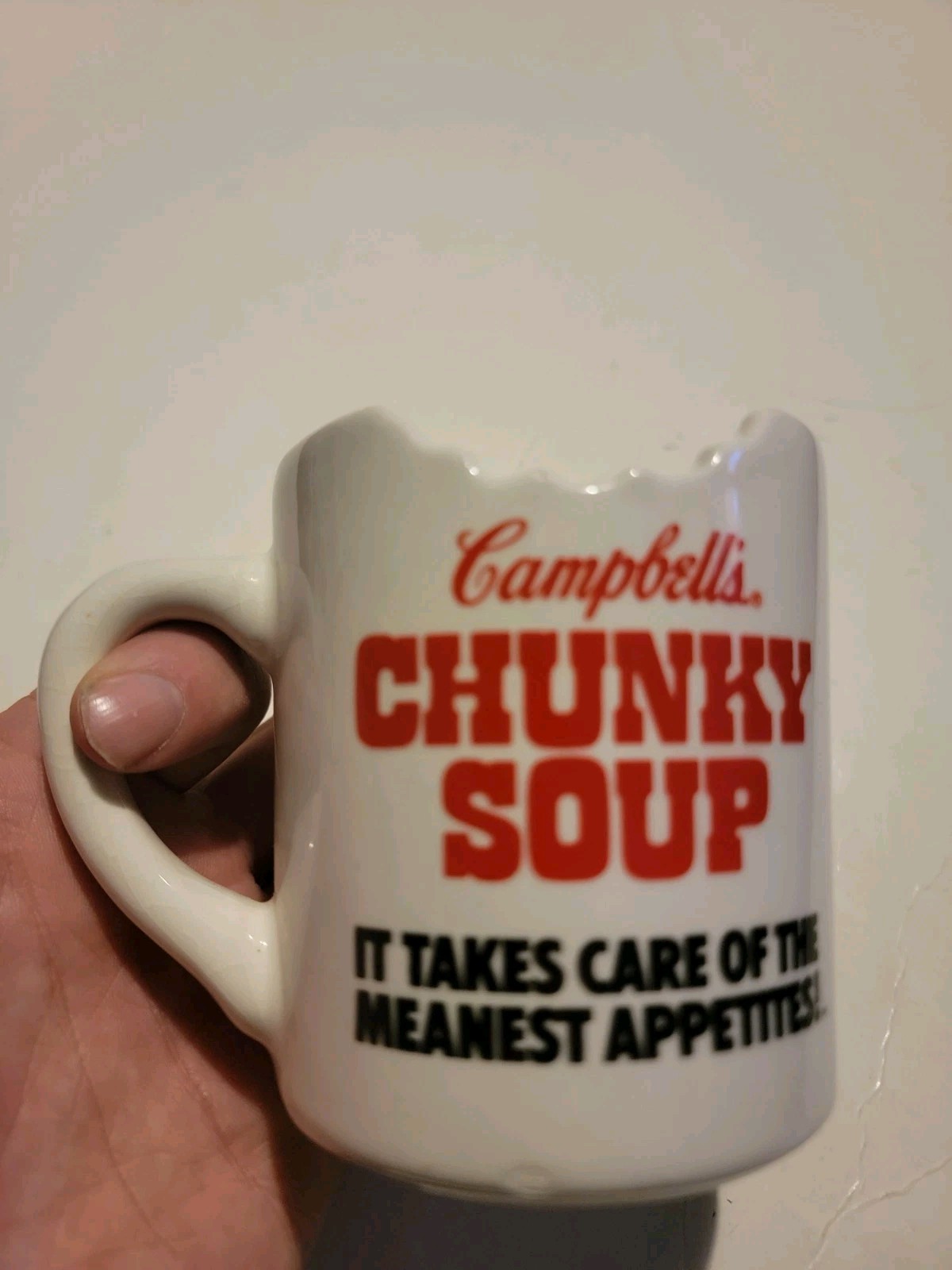 Vintage B-K Inc. USA Campbells CHUNKY SOUP MeanAppetite Cup Mug Teeth Bite Mark