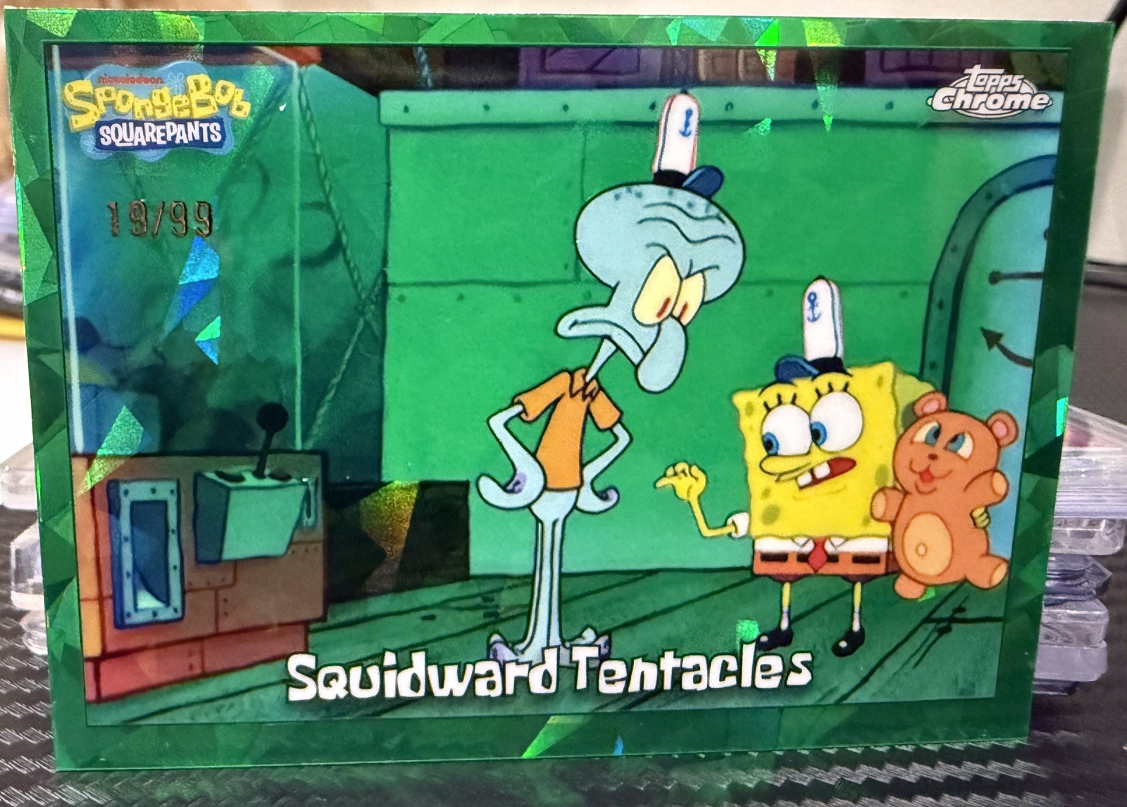 2025 Topps Chrome SpongeBob Sapphire Squidward Tentacles #23 Green /99