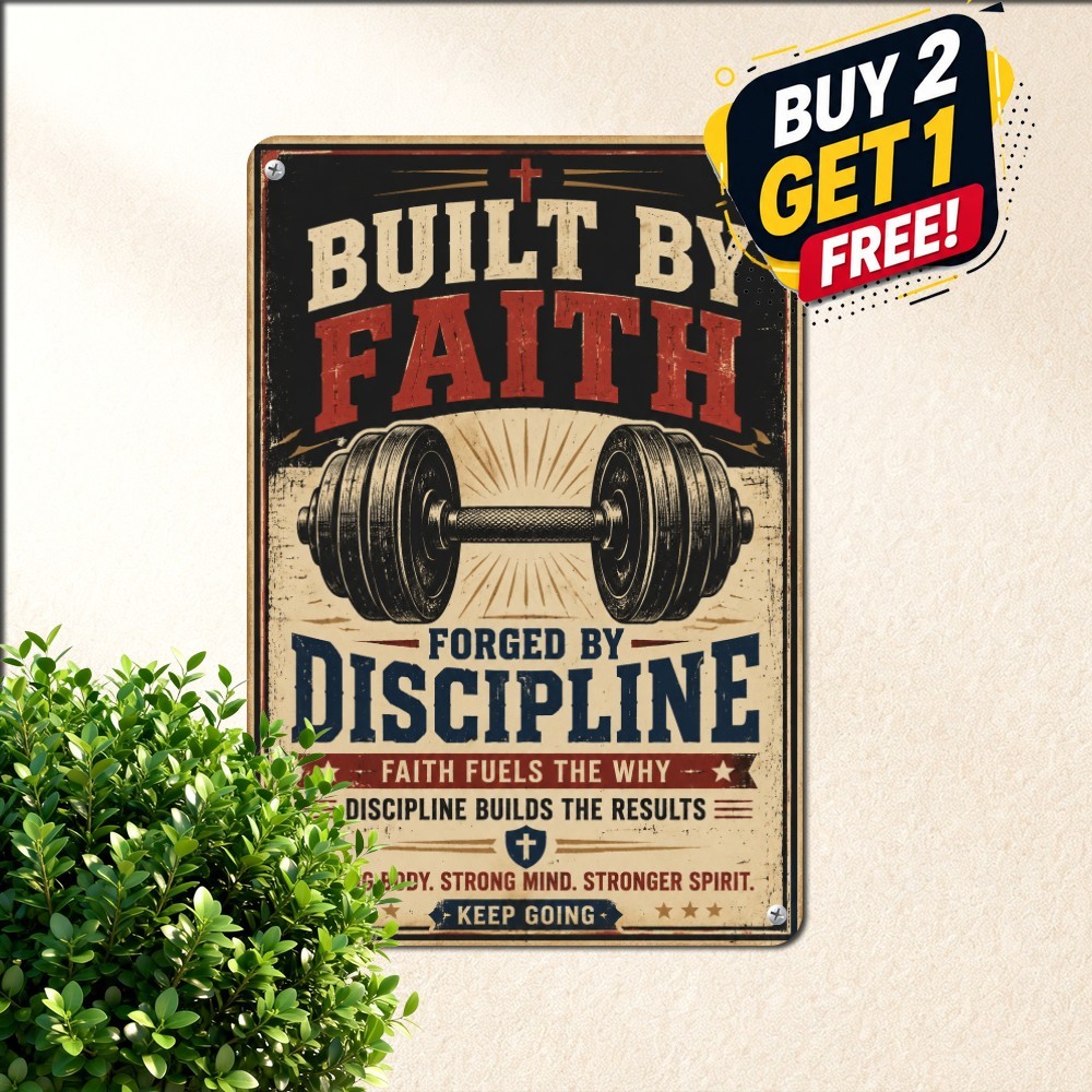Workout Fitness Gym Motivation Heavy Training Decor Plaque Metal Tin Sign 8x12