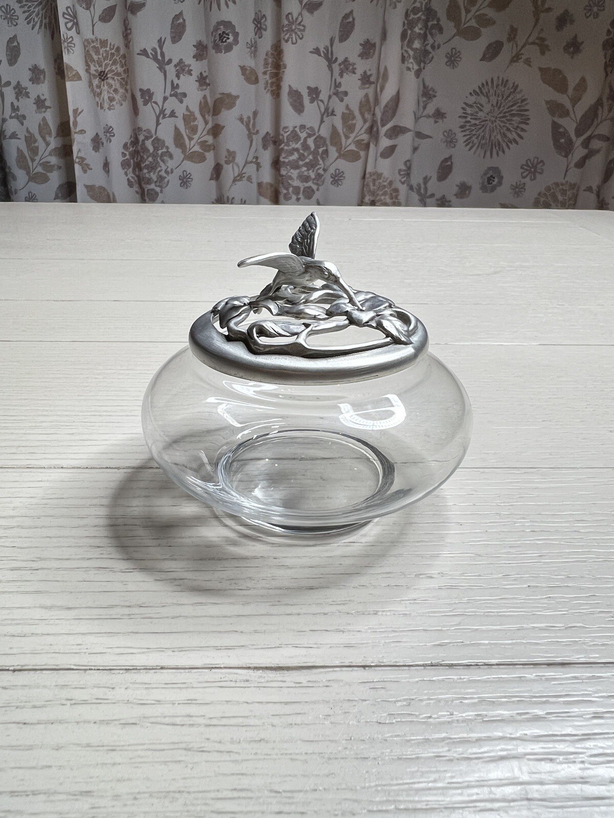 Vintage 1992 Seagull Canada Potpourri Trinket Dish “ Hummingbird “ Pewter Lid