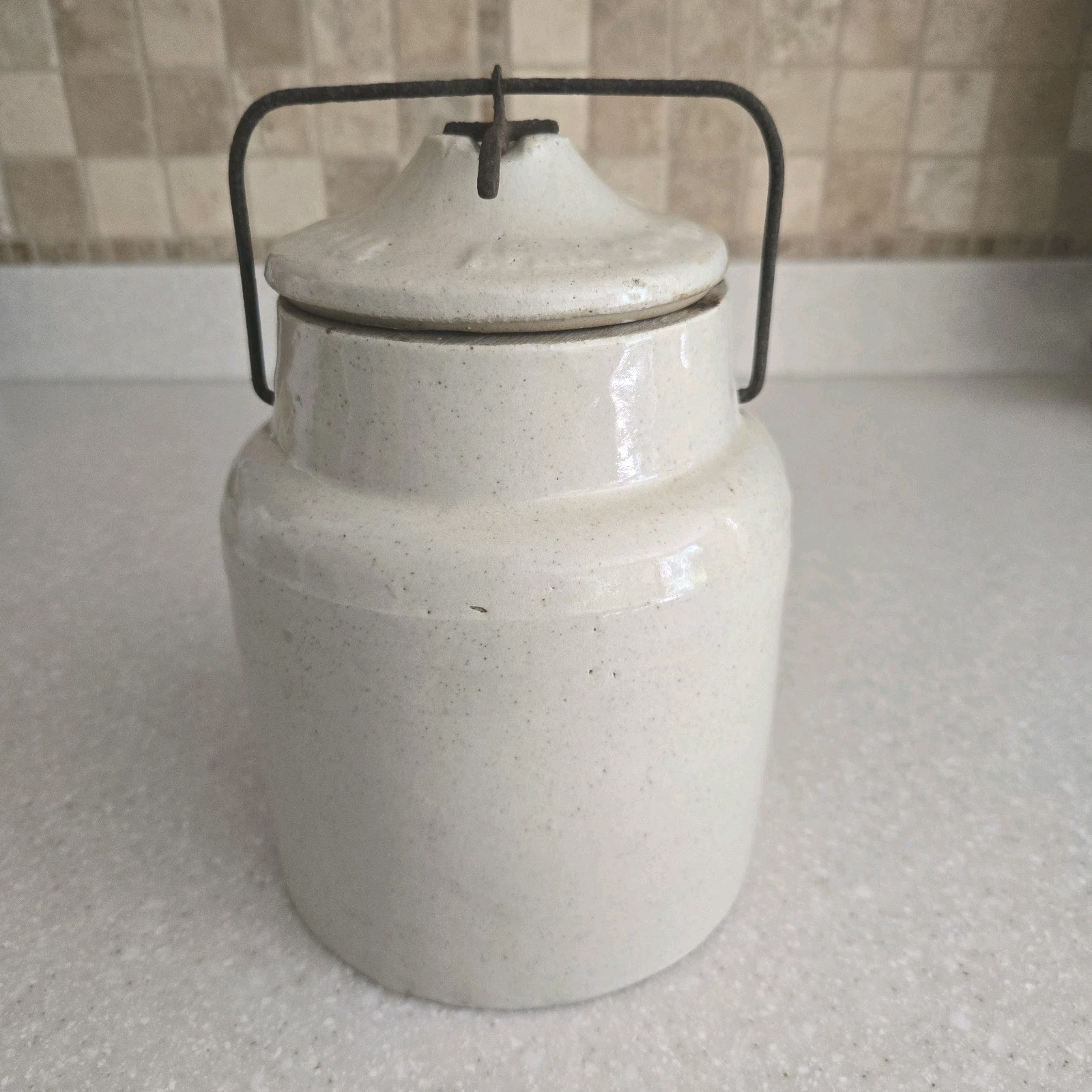 Antique Western Stoneware Canning Jar Lidded Crock -THE WEIR #4 Pat 1892