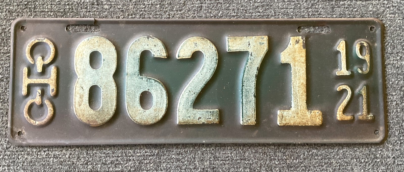 RARE 1921 OHIO LICENSE PLATE ORIGINAL PAINT CHEVY FORD DODGE ETC TOUGH YEAR 