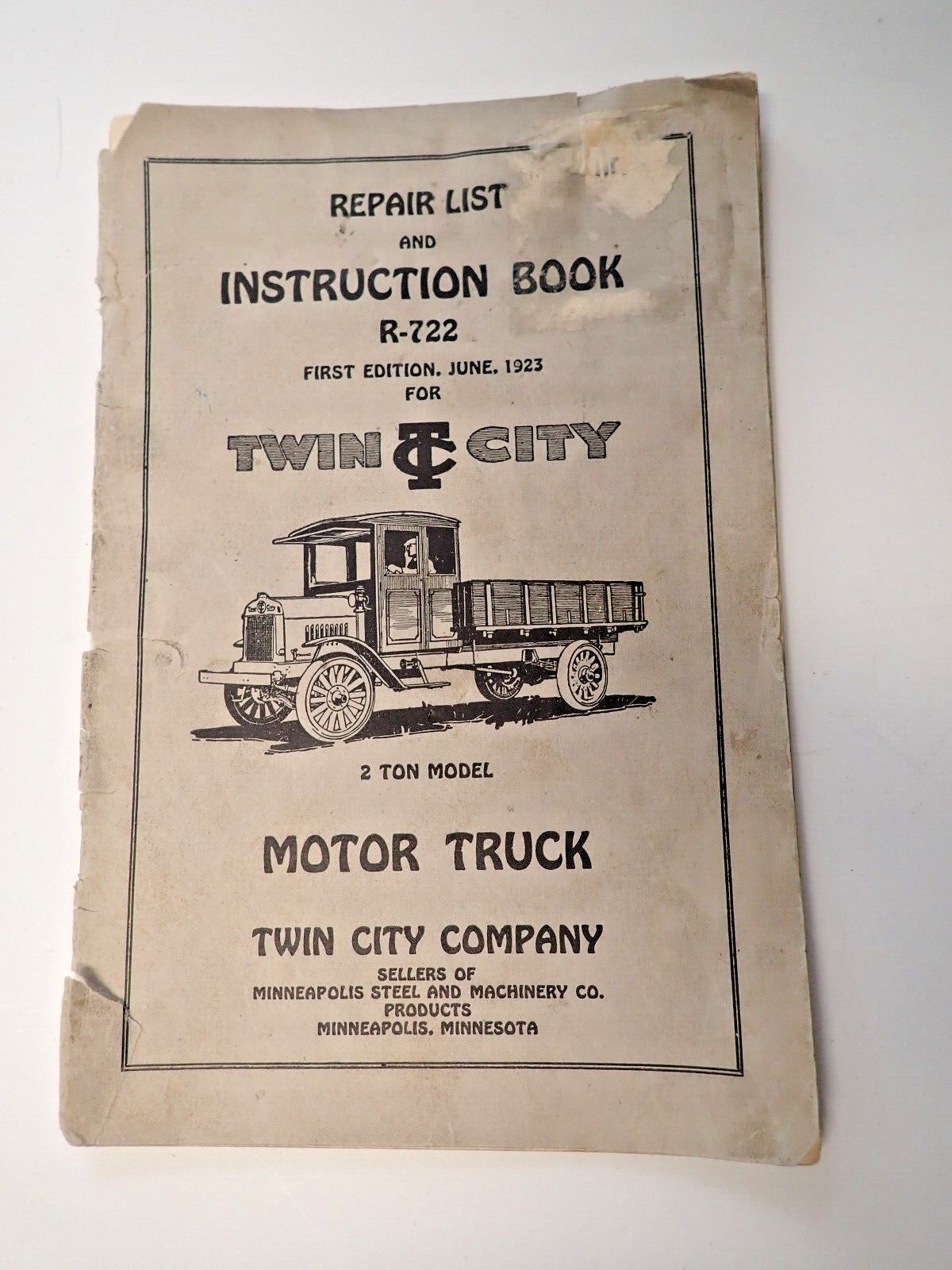 Original 1923 Twin City R-722 Motor Truck Instruction & Repair List Book Manual Original 1923 Twin City R-722 Motor Truck Instruction & Repair List Book Manual