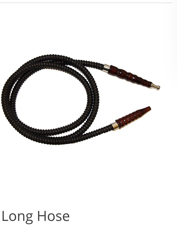 72 Inches Long Leather Wrapped Wooden Handle Hookah Hose BLACK
