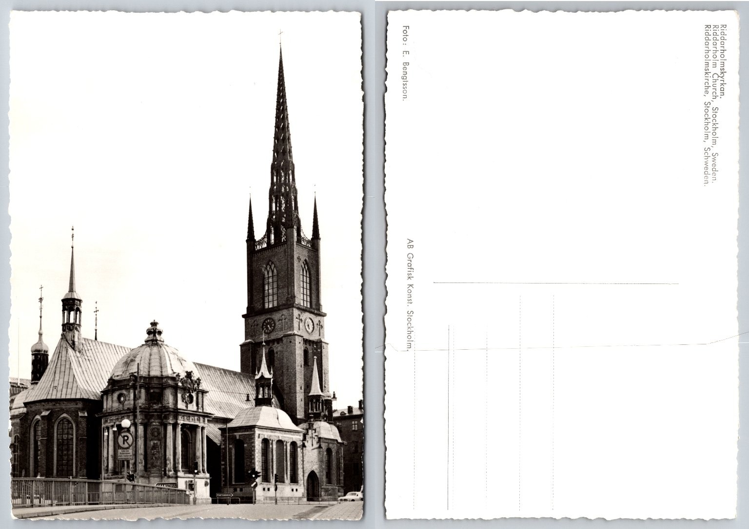 Vintage Riddarholm Church Stockholm Sweden RPPC Postcard Deckled Edges