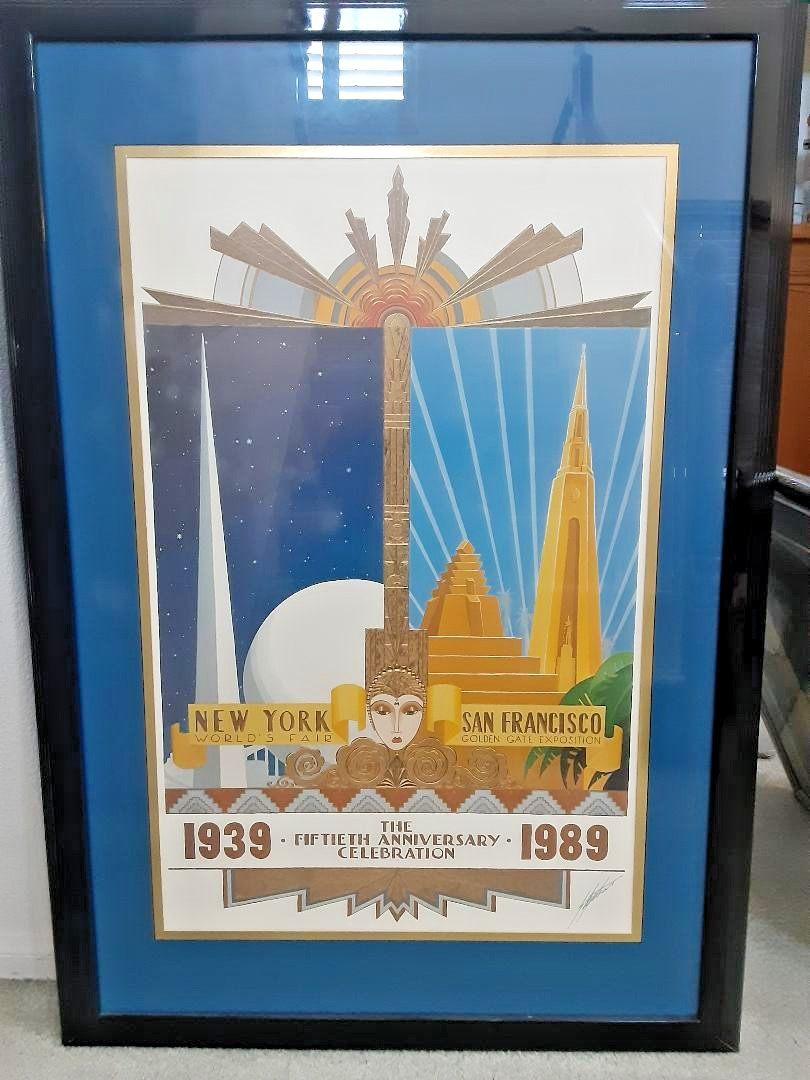 NY WORLD'S FAIR/SAN FRANCISCO GOLDEN GATE EXPO 1939-1989 50th ANNIVERSARY POSTER