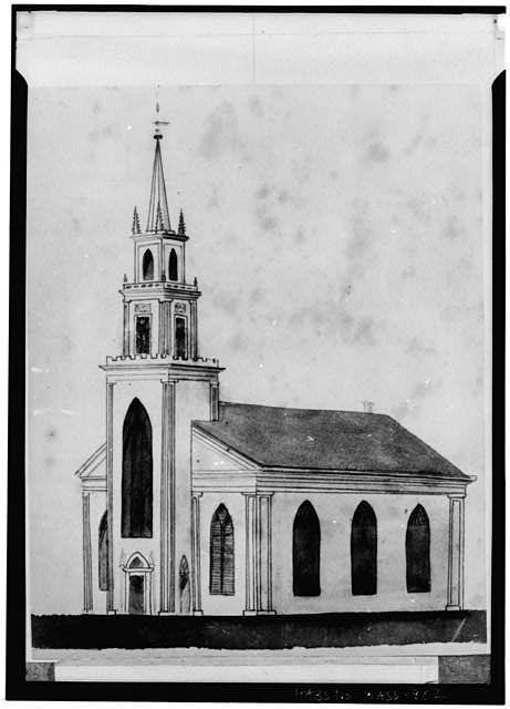 Nantucket Massachusetts First Congregational Church c1834 drawing HABS
