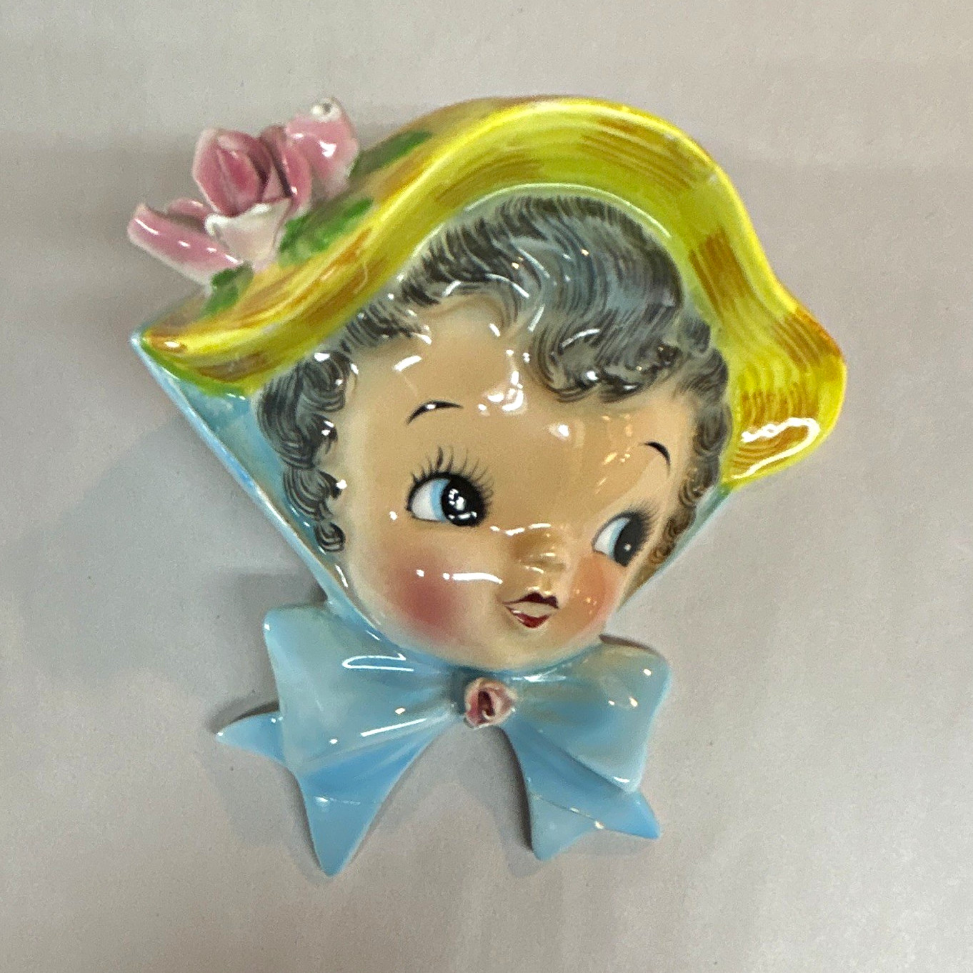 Napco ZAM-P Vintage 1956 Glazed Ceramic Girl Head Wall Pocket #50275 Napco ZAM-P Vintage 1956 Glazed Ceramic Girl Head Wall Pocket #50275