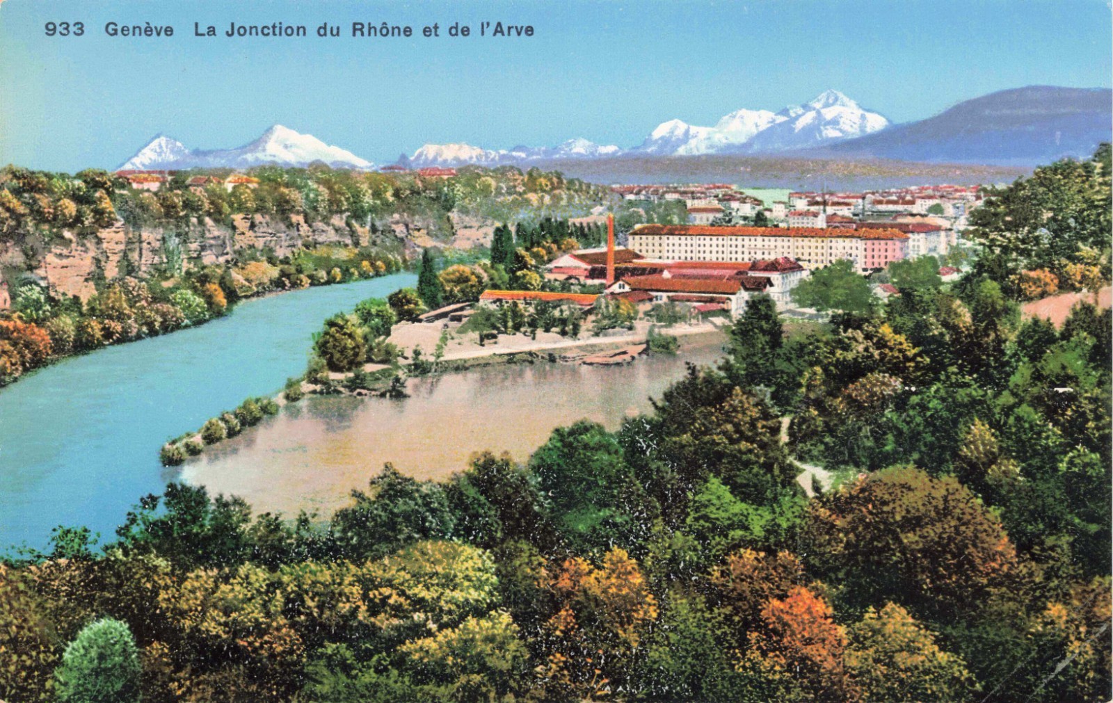  Rhône and Arve Rivers in Geneva Switzerland Postcard AE/67