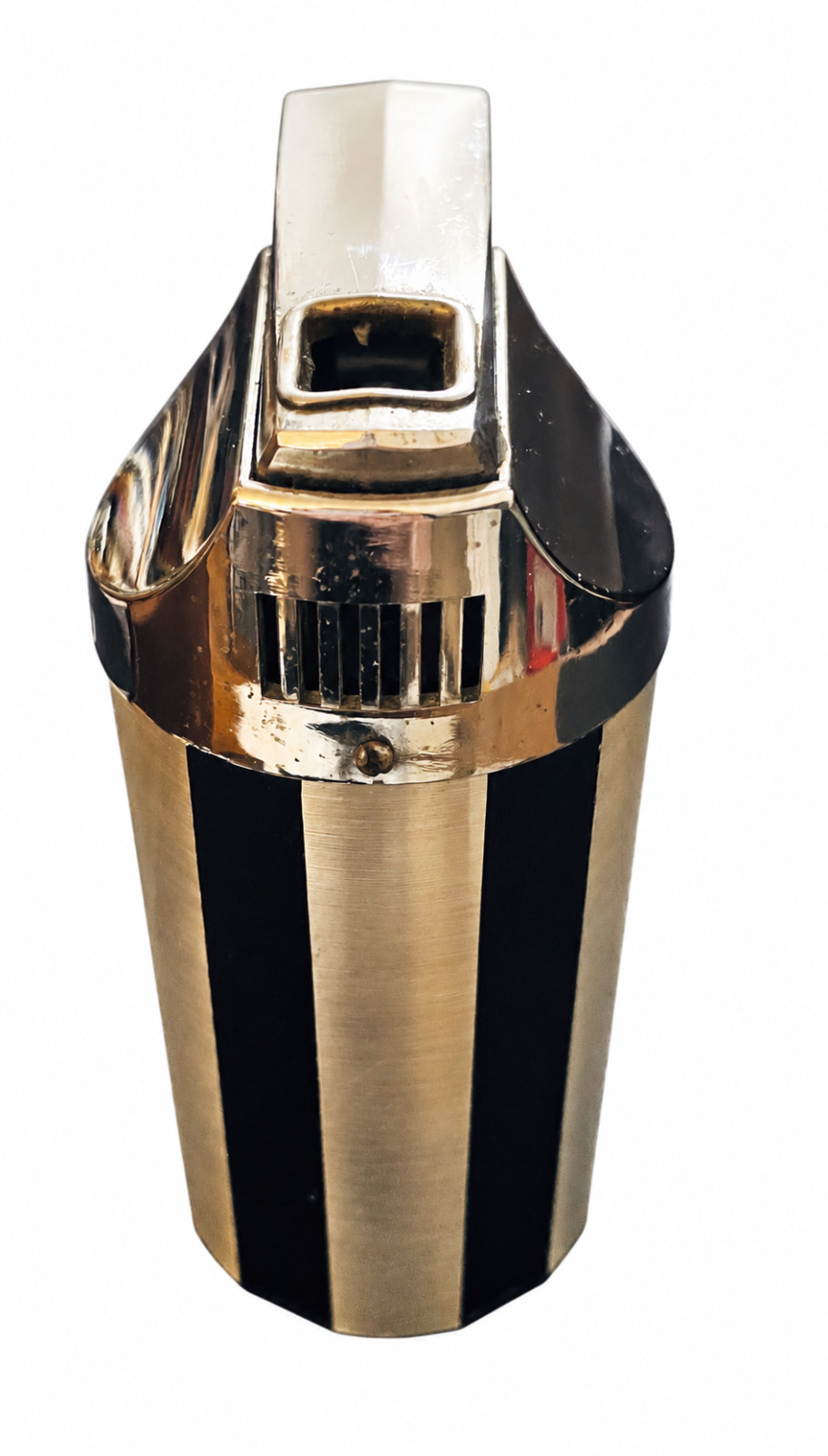 Vintage Japan Butane Table Lighter Brushed Chrome Black Stripe SPARKS MidCentury Vintage Japan Butane Table Lighter Brushed Chrome Black Stripe SPARKS MidCentury