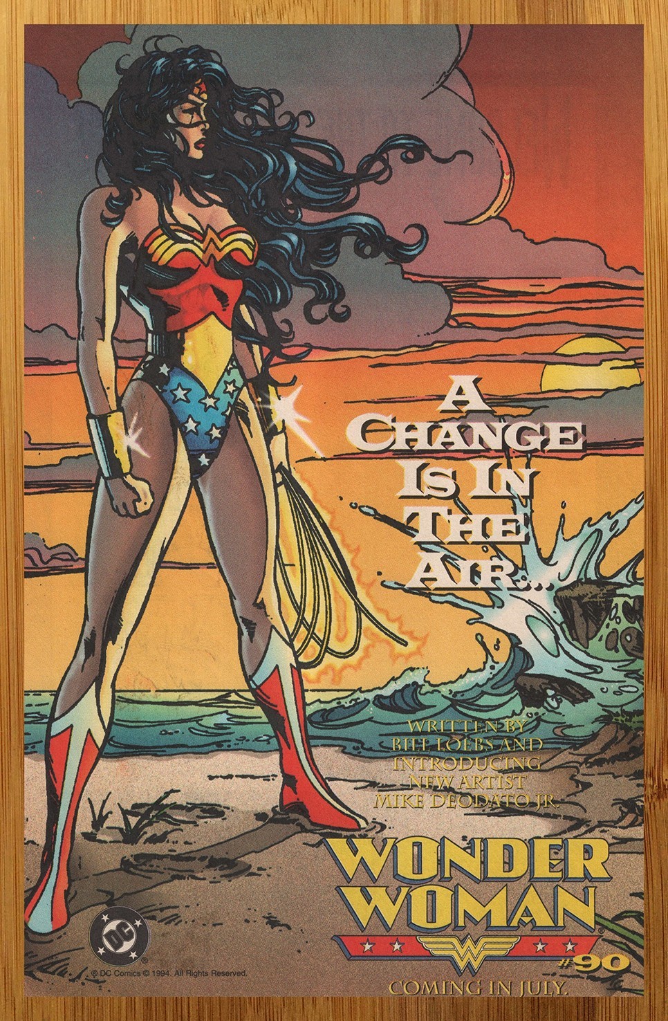 1994 Wonder Woman Vintage Print Ad/Poster Mike Deodato Jr DC Comics Promo Art