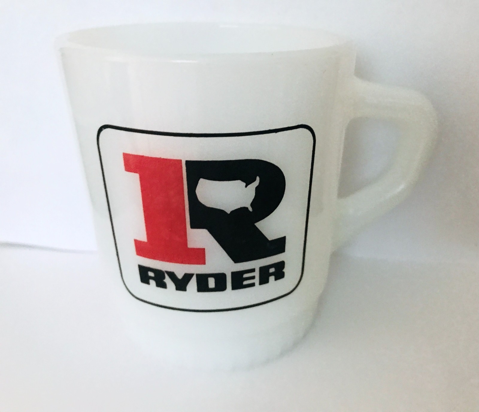 Vintage Ryder Trucking Anchor Hocking Mug Advertising Milk Glass USA Original