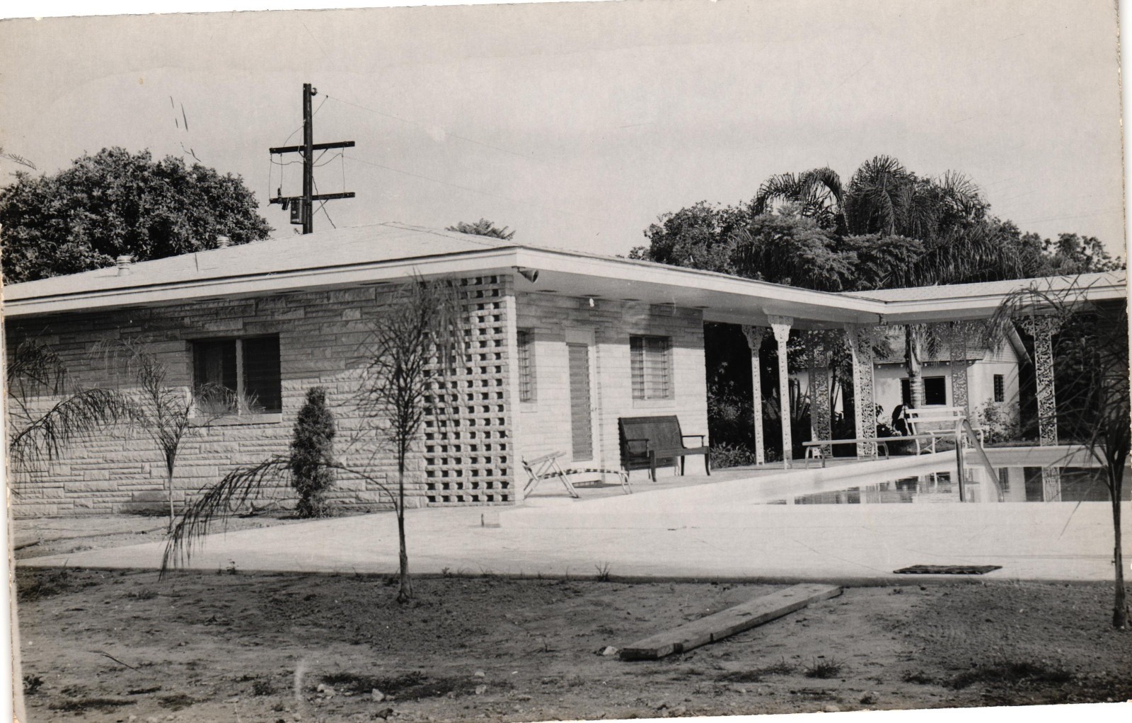 Vintage RPPC Mid Century Modern Florida Home Swimming Pool Kodak Postcard