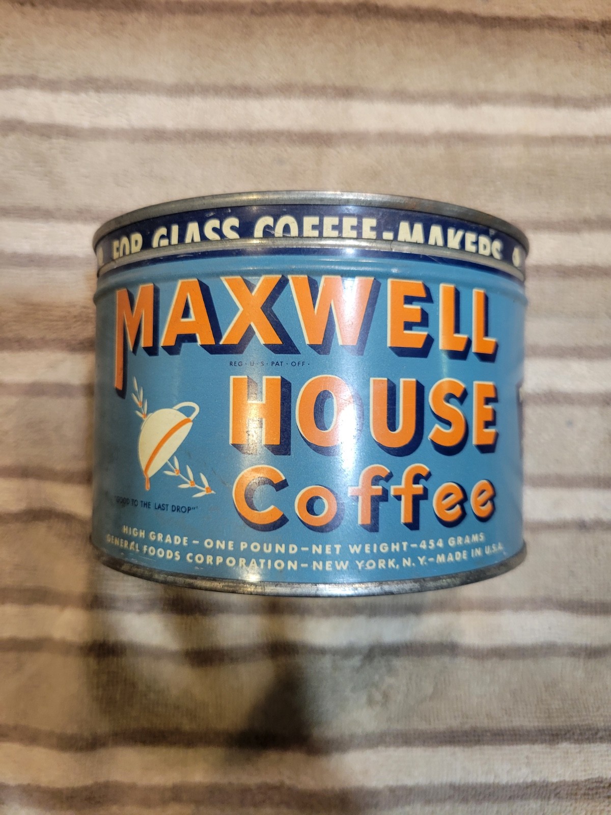 Maxwell House Coffee Can, Vintage 1lb Pulverized for Glass Coffee Makers Maxwell House Coffee Can, Vintage 1lb Pulverized for Glass Coffee Makers