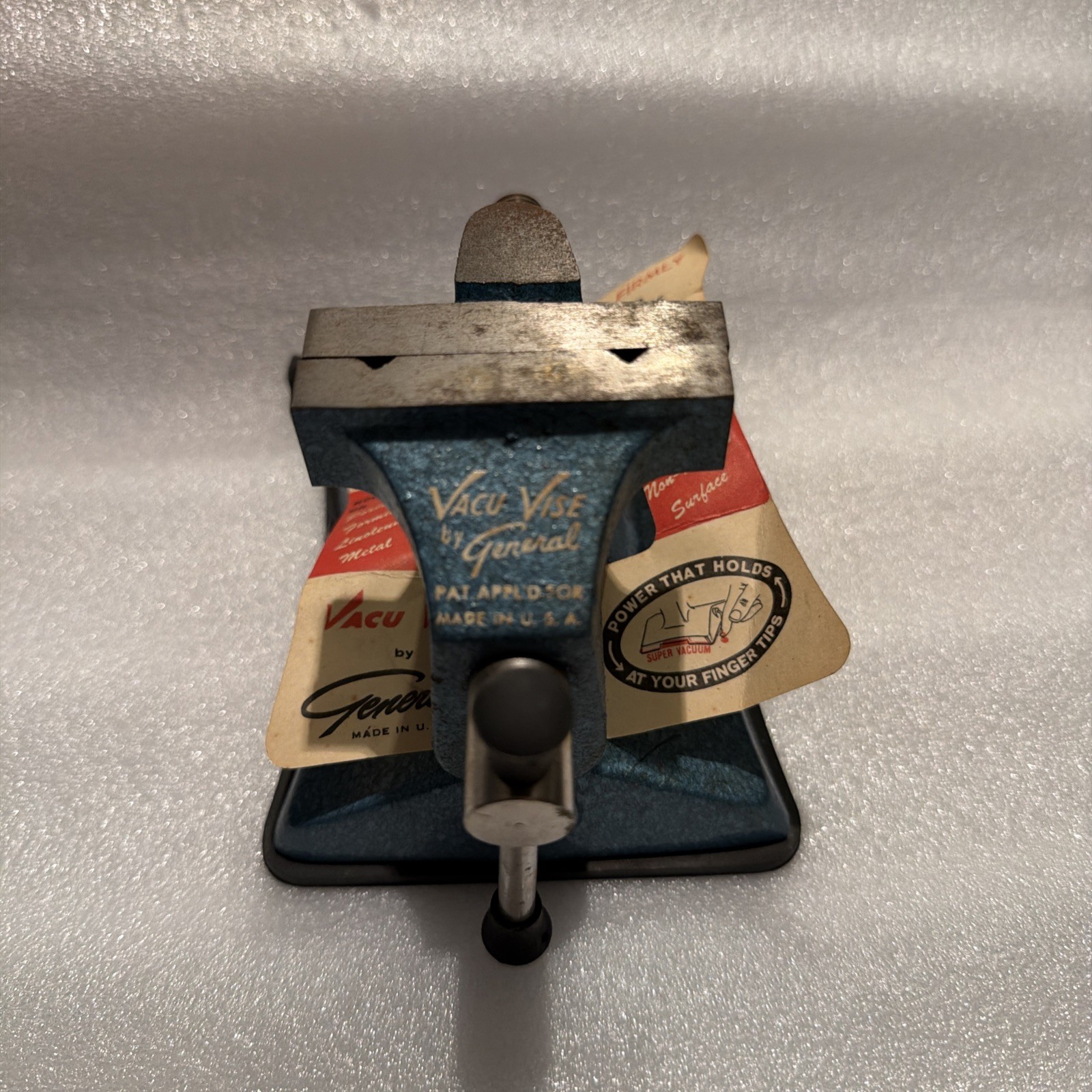 Vintage General Vacu-Vise No 1800 Portable Vacuum Base Vise Original Box & Label